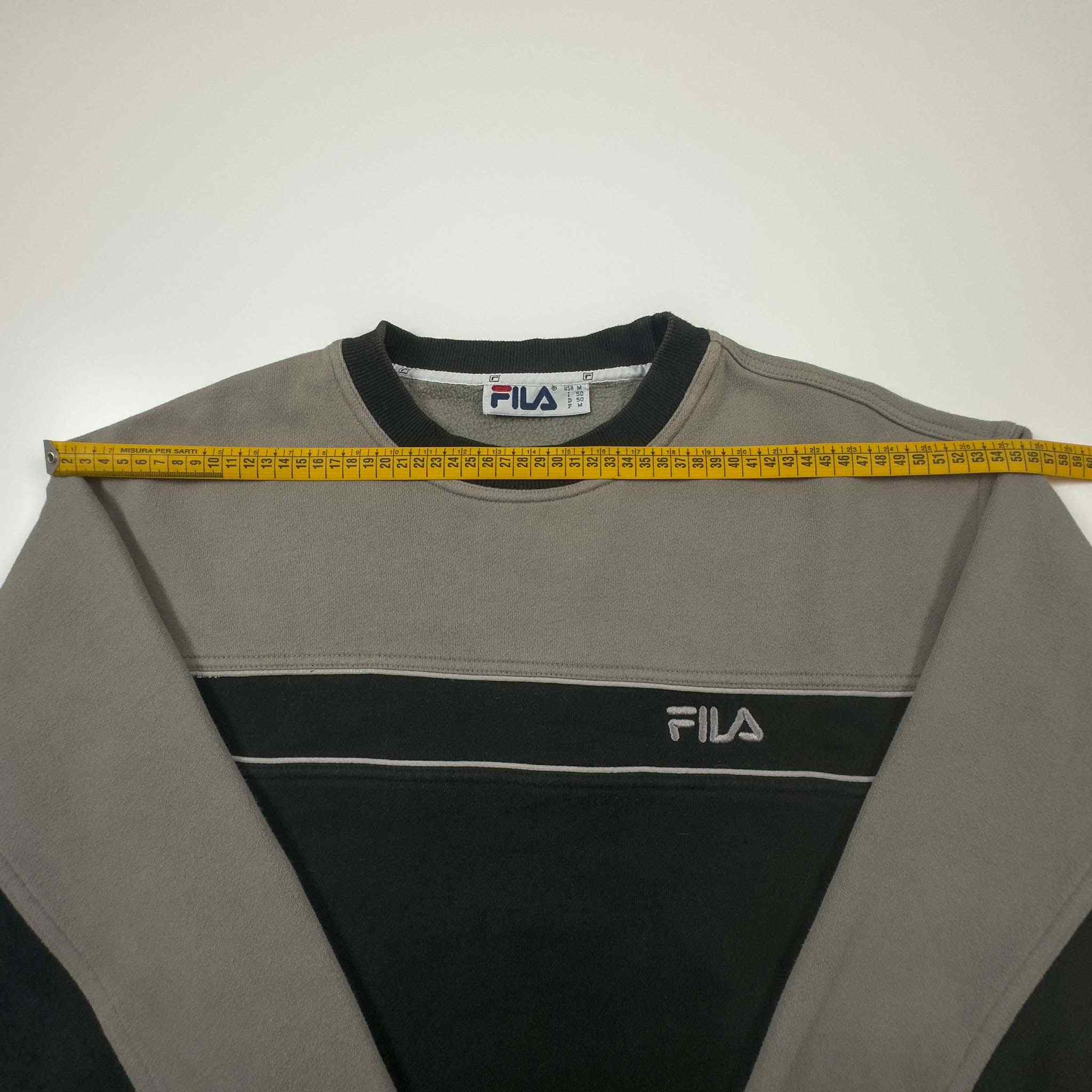 Fila Vintage Black and Grey Crewneck Sweatshirt - Size M/L Men