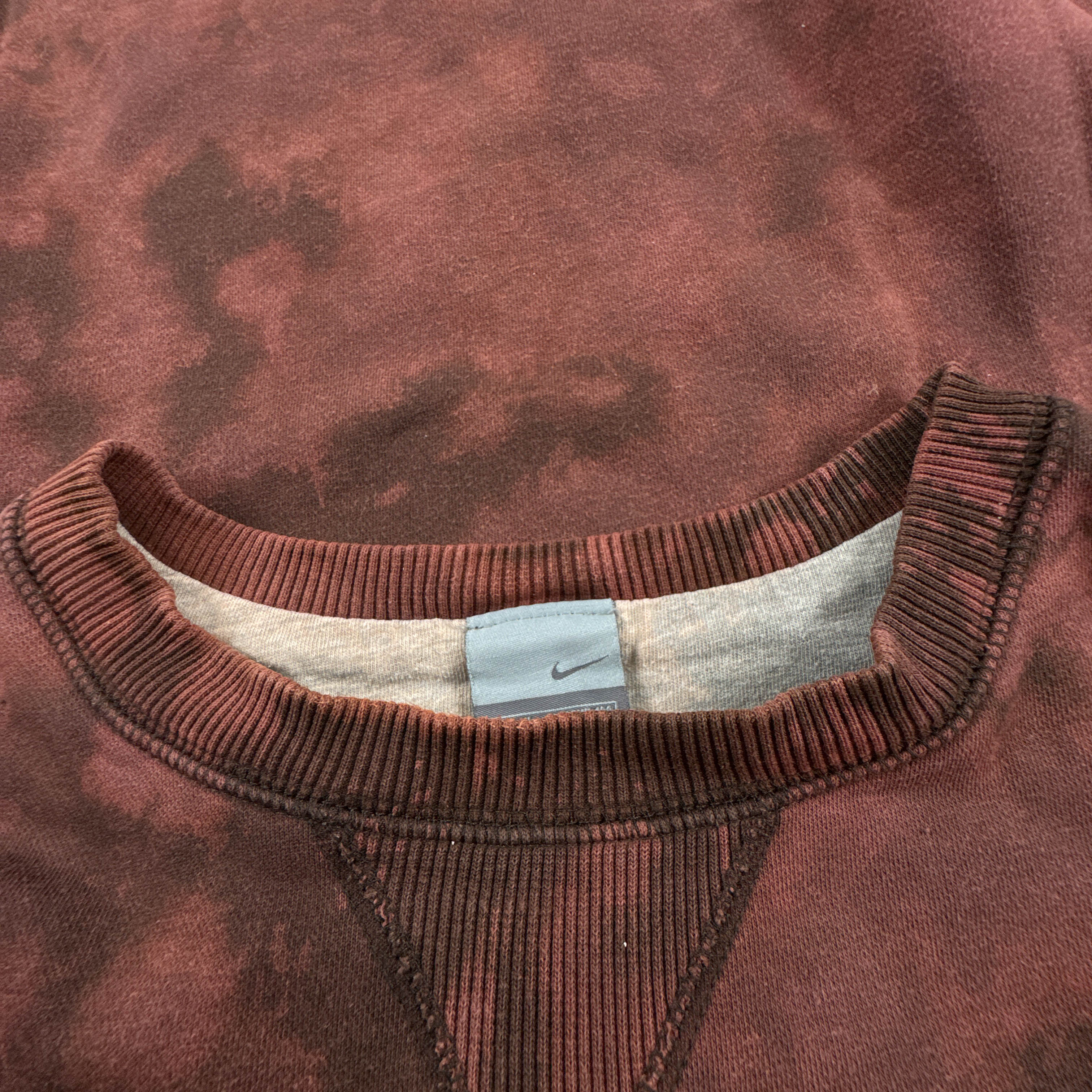 Felpa Nike Vintage Tie Dye rossa e marrone a girocollo anni 80 90 - Taglia XL 188 uomo