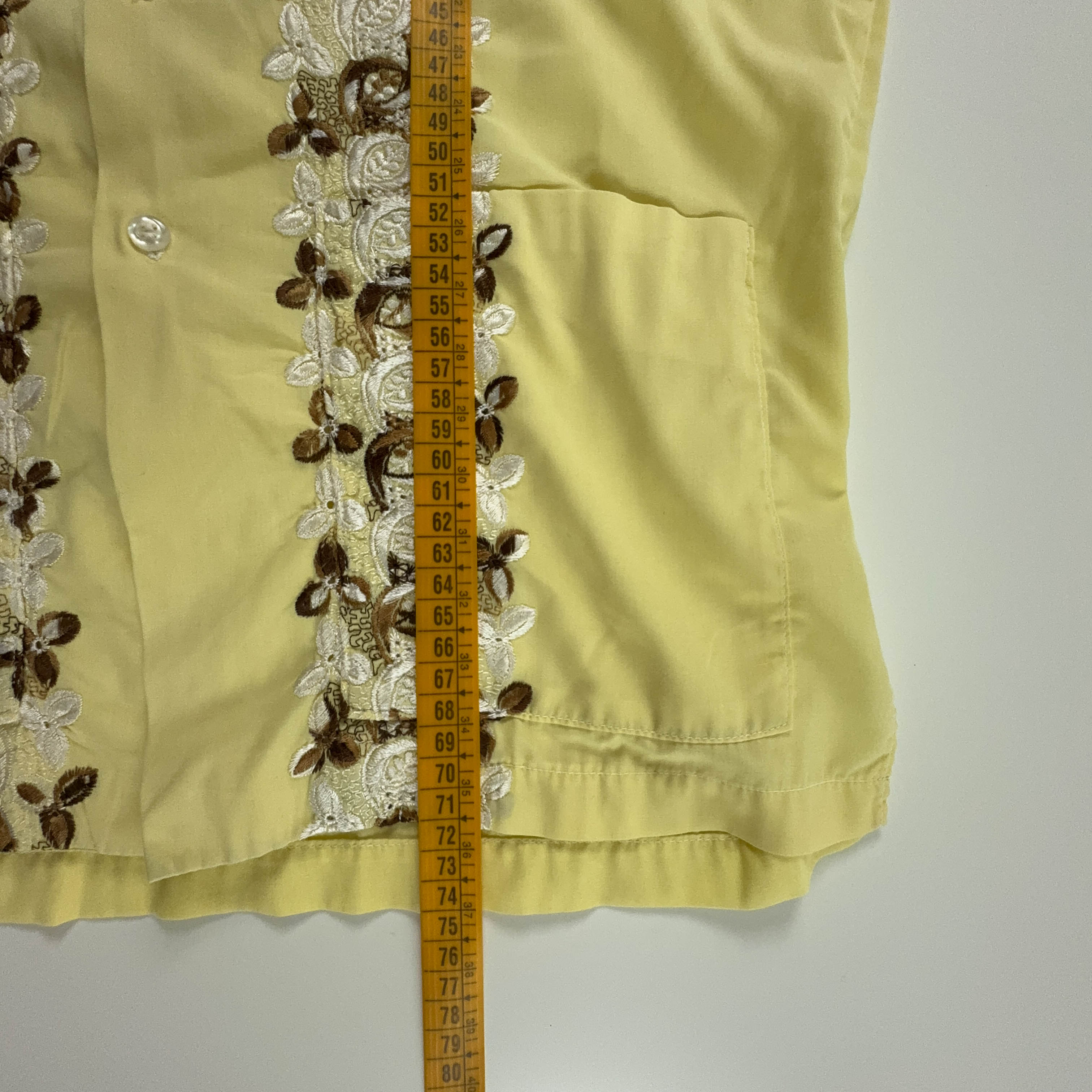 Camicia Vintage gialla a fantasia - Taglia M uomo