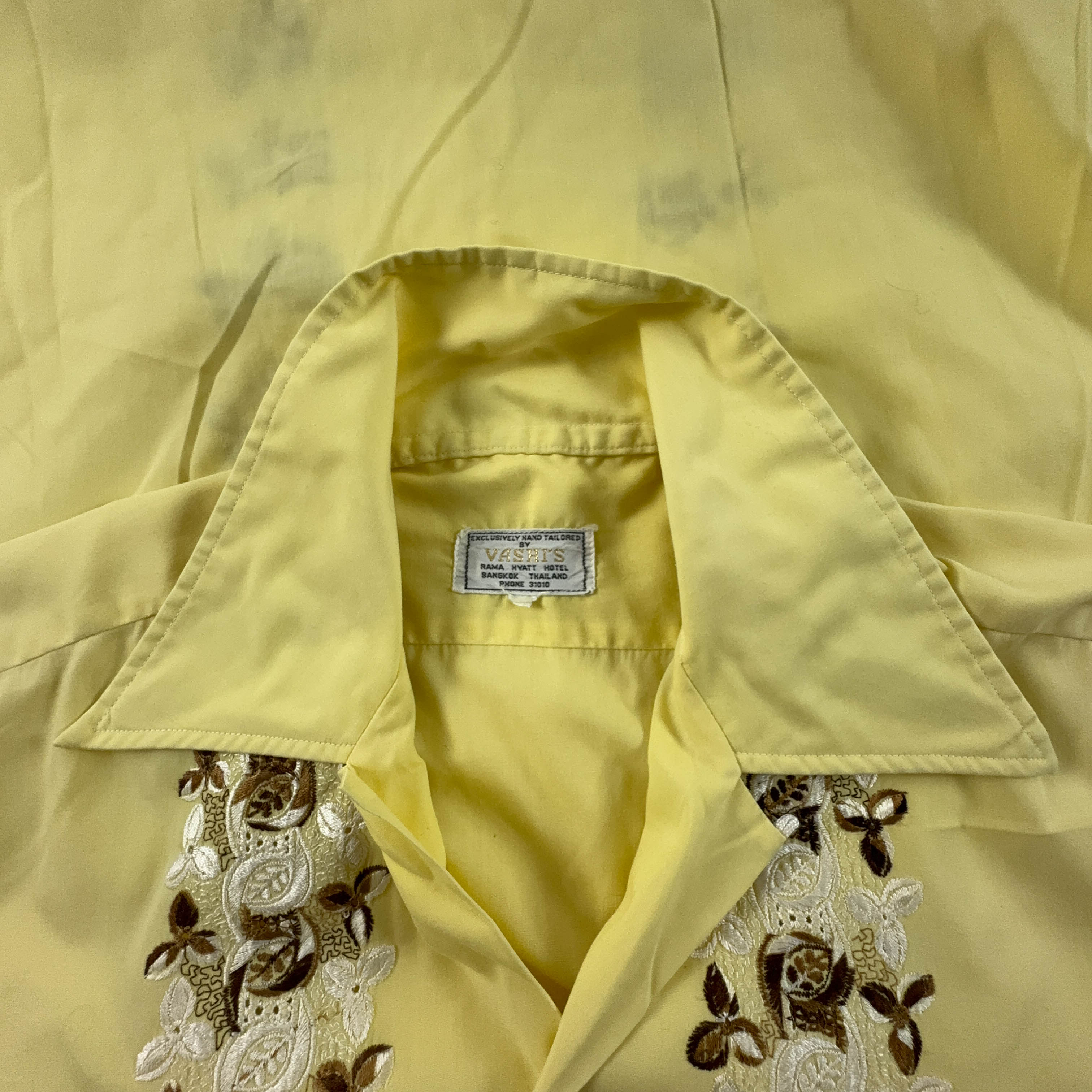 Camicia Vintage gialla a fantasia - Taglia M uomo