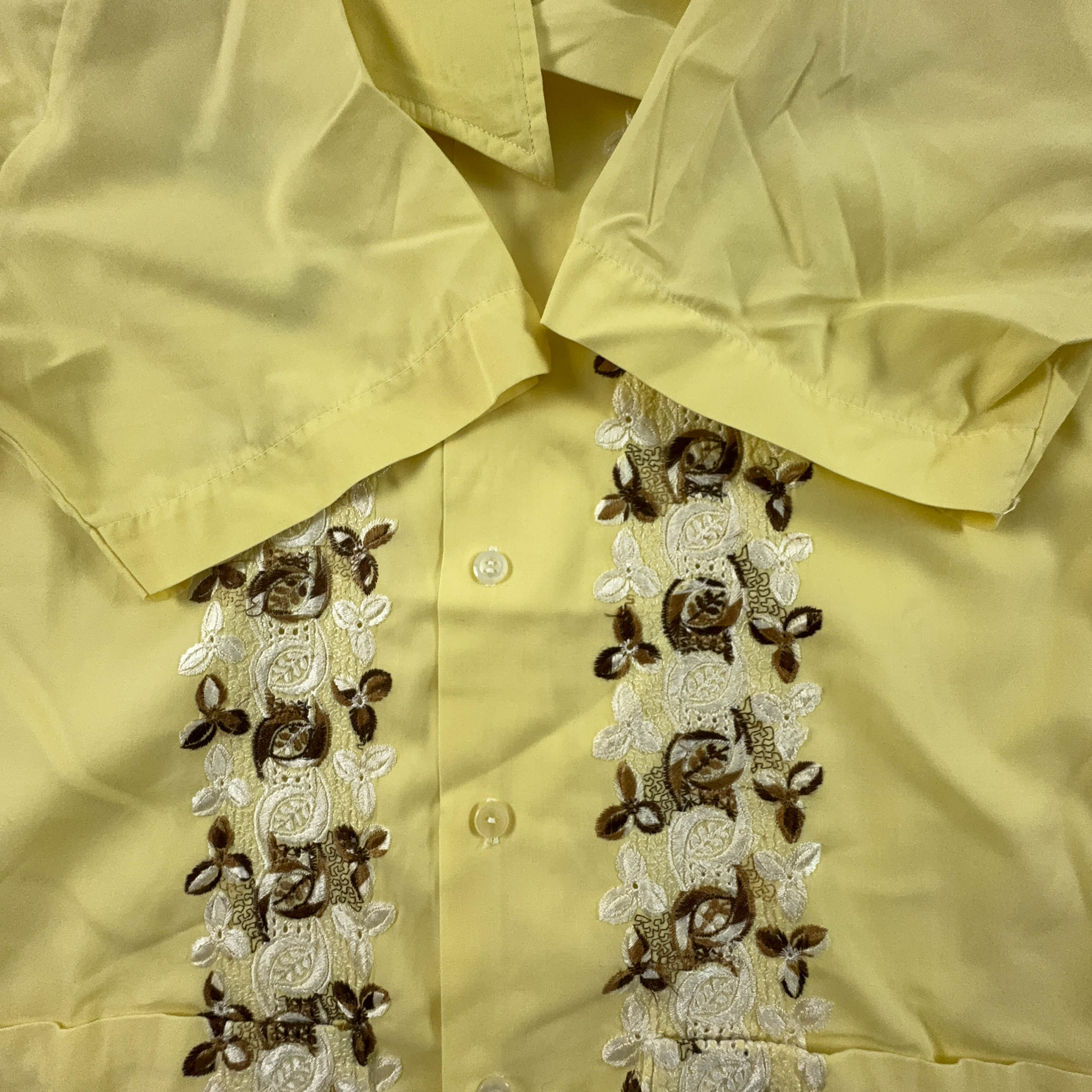 Camicia Vintage gialla a fantasia - Taglia M uomo