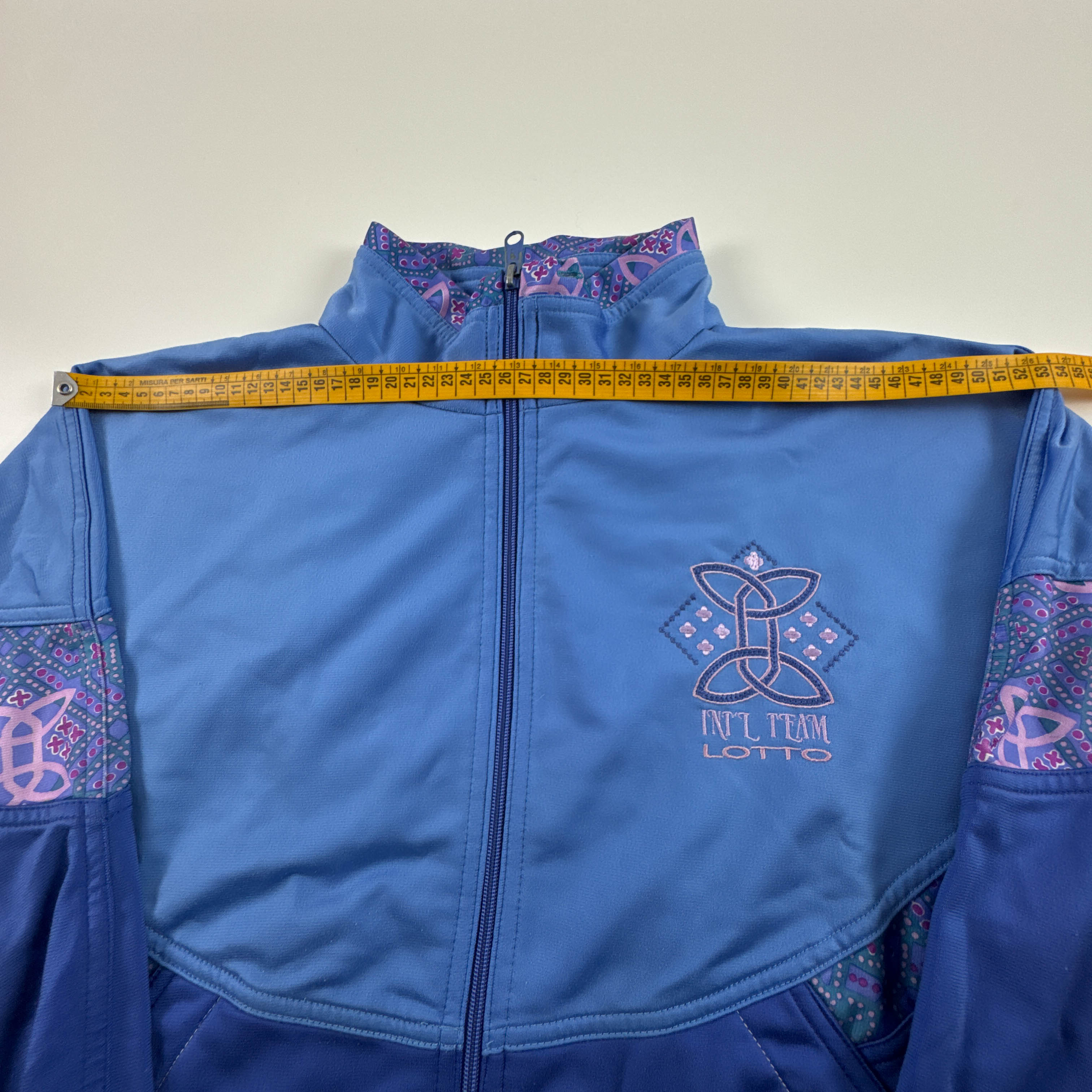 Felpa Lotto Vintage azzurra e blu con zip e logo ricamato anni 80 90 - Taglia L uomo