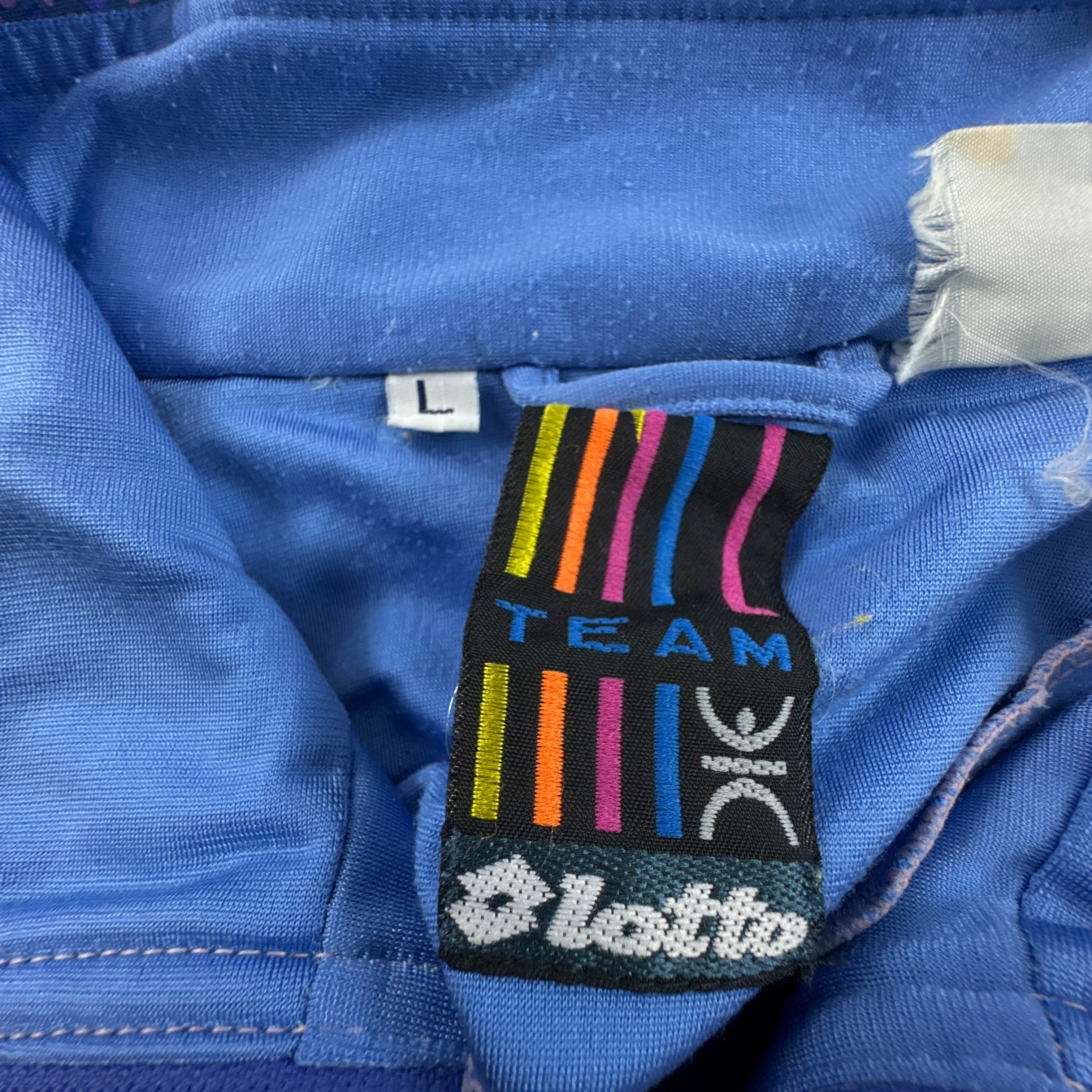 Felpa Lotto Vintage azzurra e blu con zip e logo ricamato anni 80 90 - Taglia L uomo