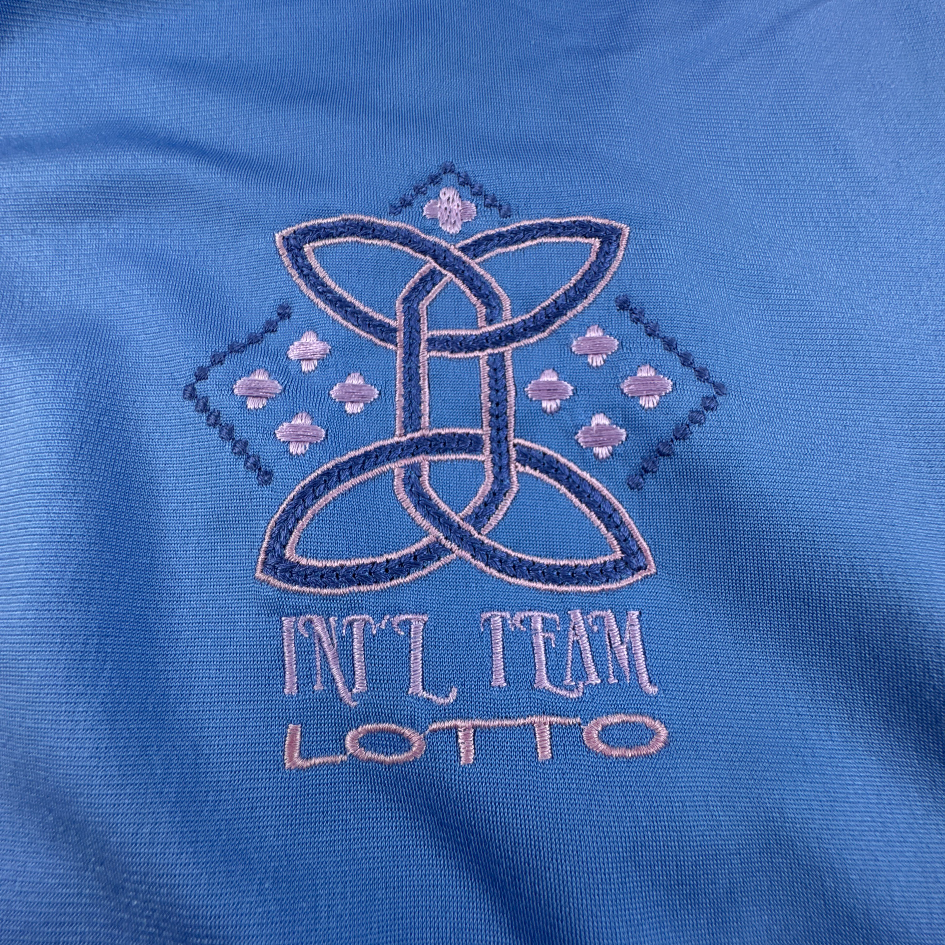 Felpa Lotto Vintage azzurra e blu con zip e logo ricamato anni 80 90 - Taglia L uomo