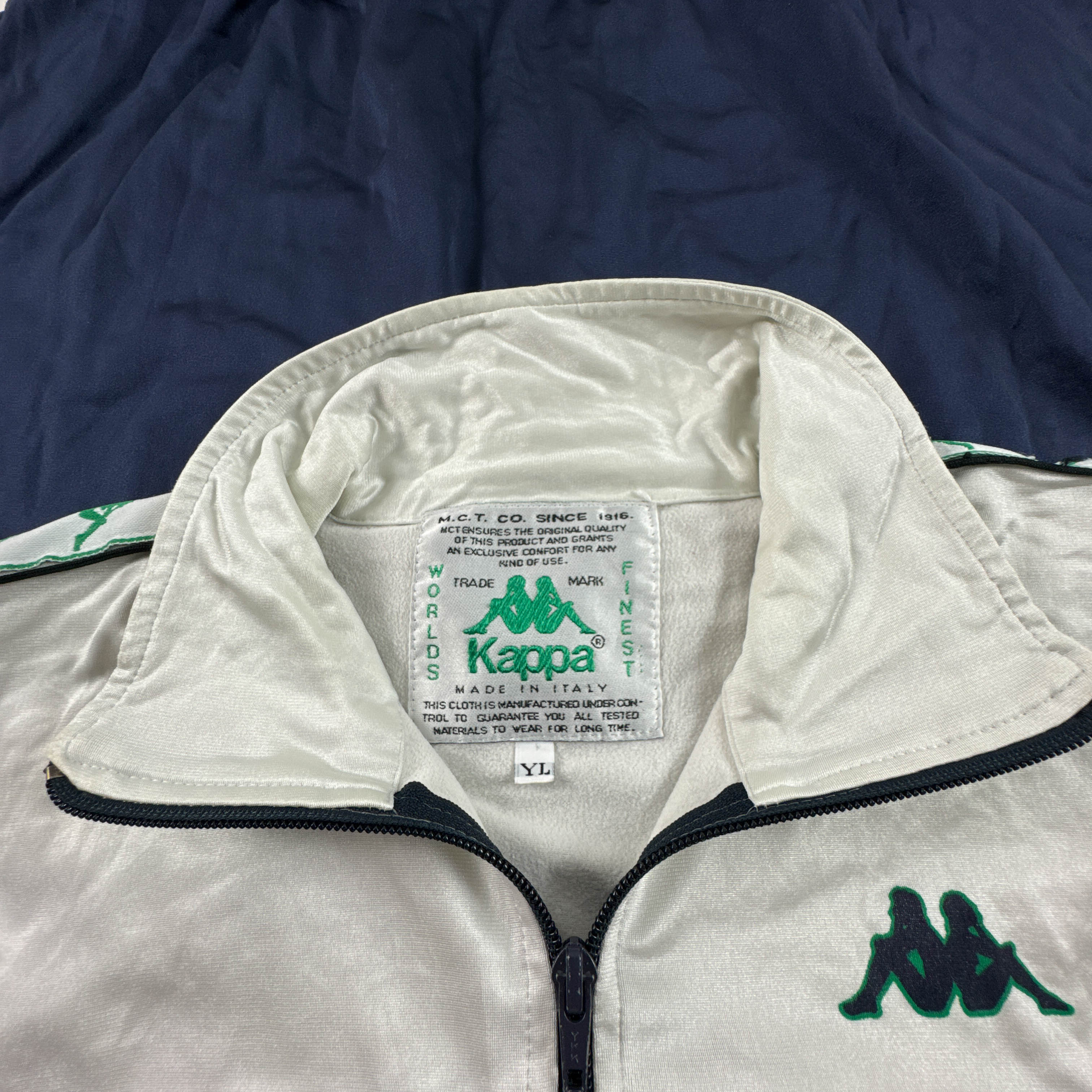 Felpa Kappa Vintage blu e bianca con zip anni 80 90 - Taglia L/XL uomo