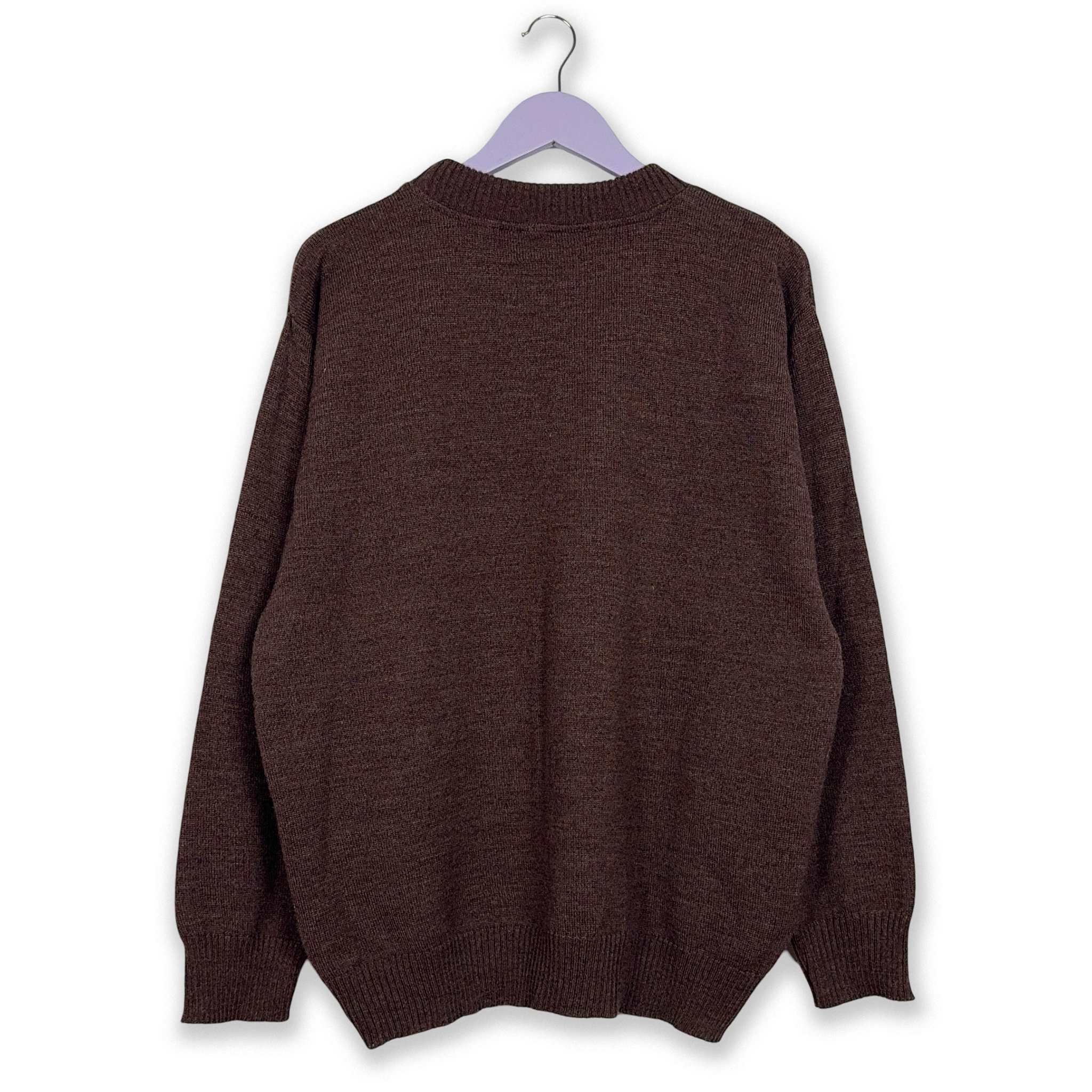 Maglione Vintage 60% lana bordeaux a fantasia - Taglia L/XL uomo