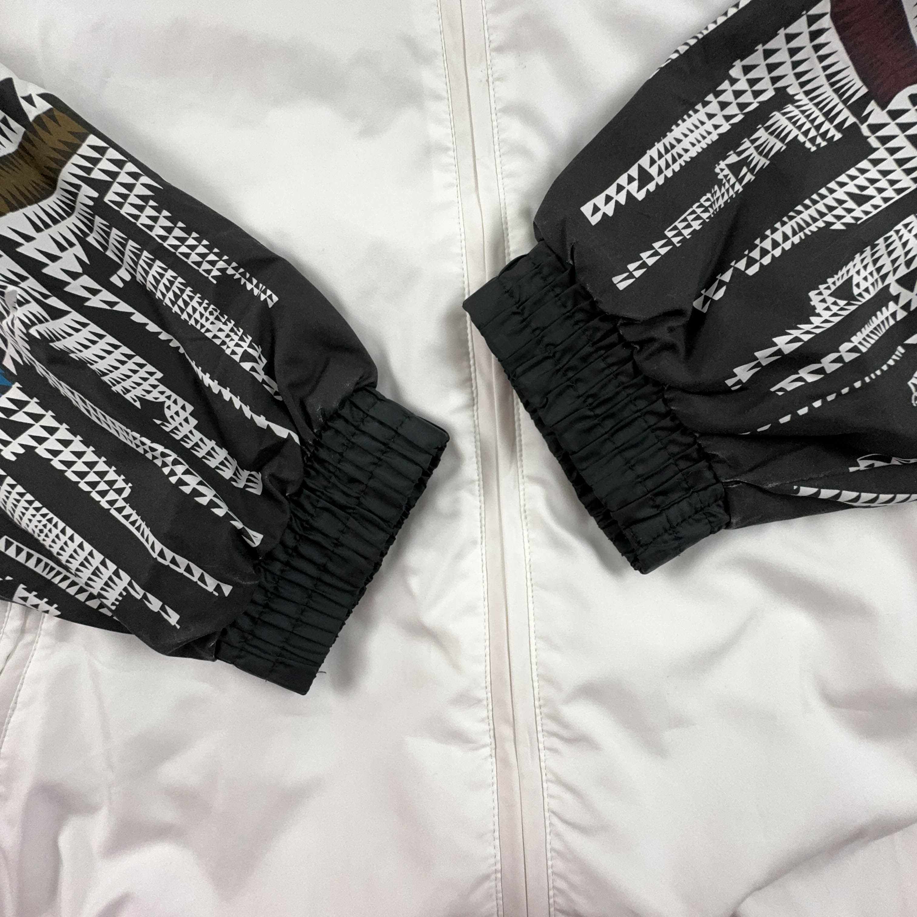 Giacca a vento Vintage bianca e nera con zip - Taglia 50 uomo