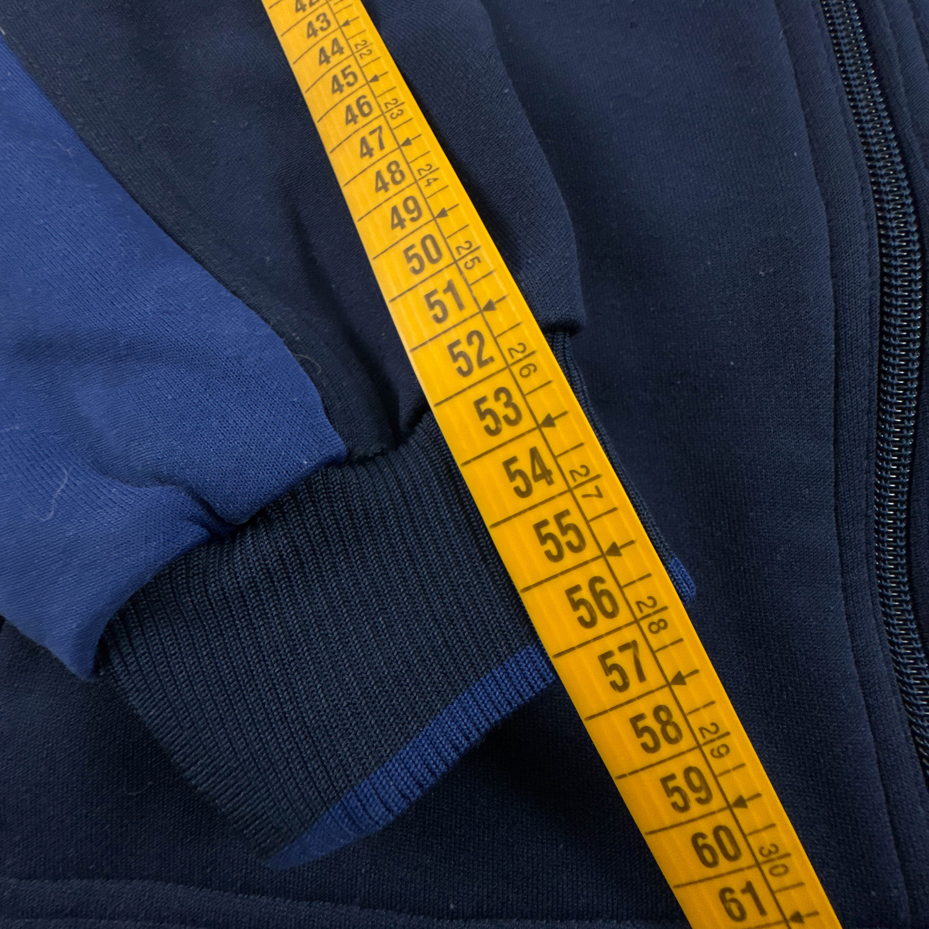 Felpa Nike Vintage blu scura e azzurra con zip logo ricamato anni 90 - Taglia S/M uomo