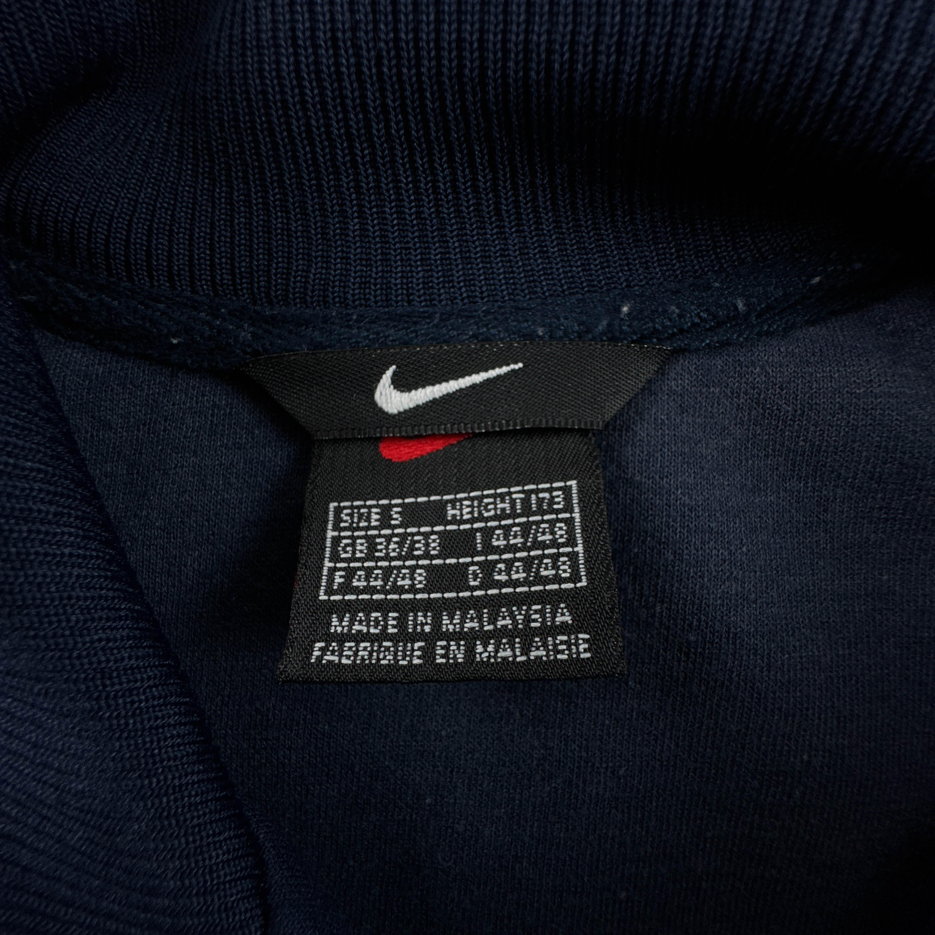 Felpa Nike Vintage blu scura e azzurra con zip logo ricamato anni 90 - Taglia S/M uomo