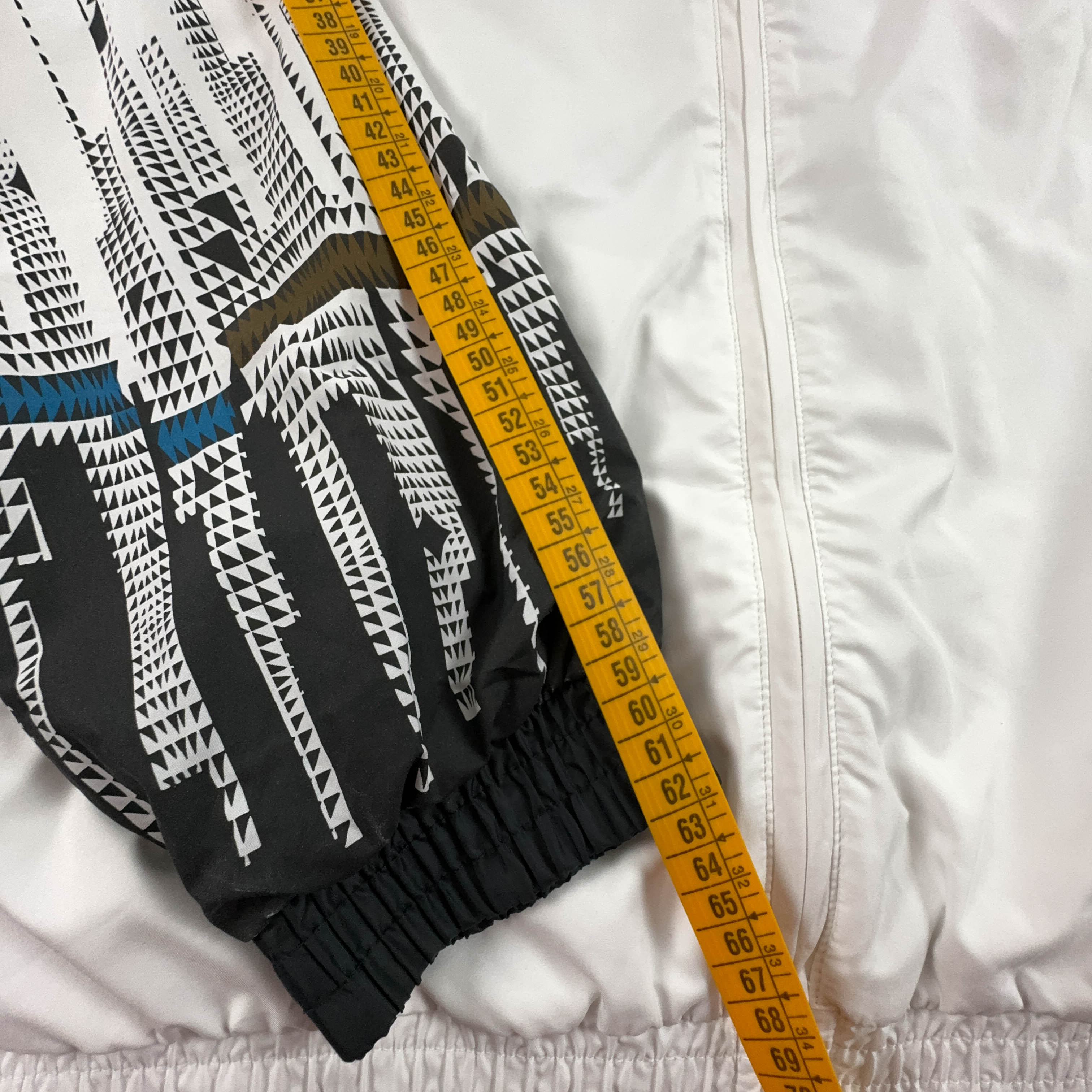 Giacca a vento Vintage bianca e nera con zip - Taglia 50 uomo