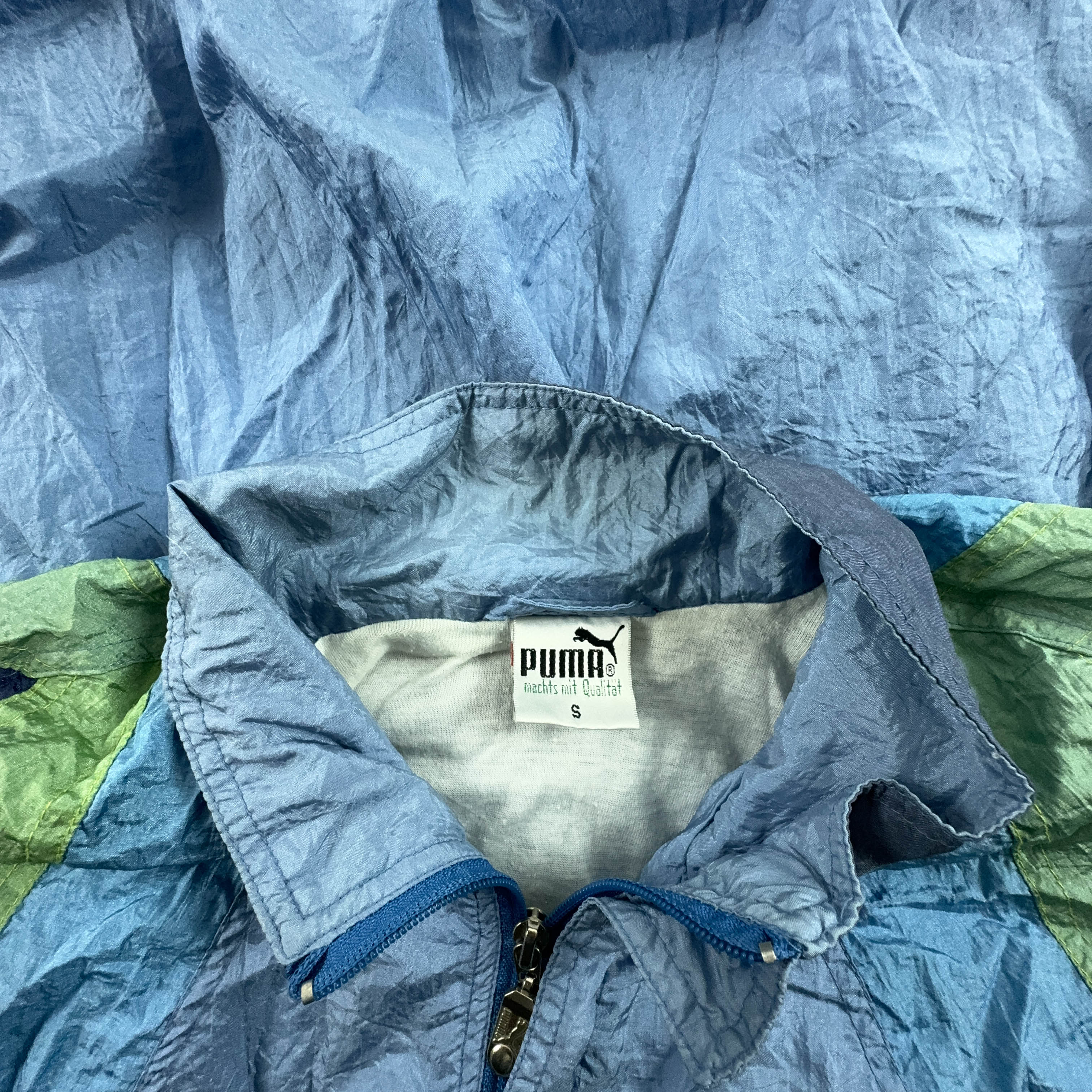 Giacca a vento Puma Vintage blu con zip anni 90 - Taglia S uomo