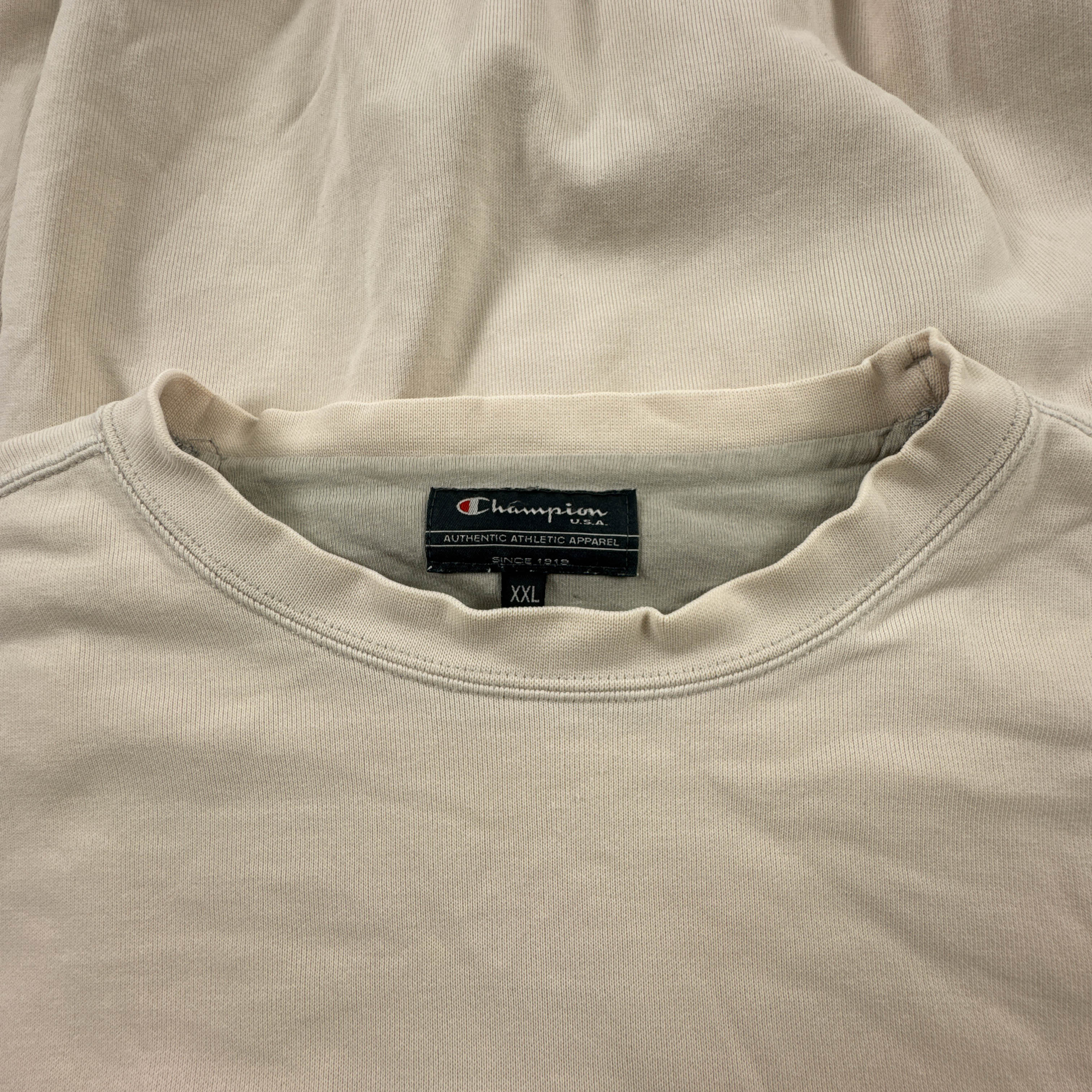 Felpa Champion Vintage crema a girocollo logo ricamato anni 90 00 - Taglia XXL uomo