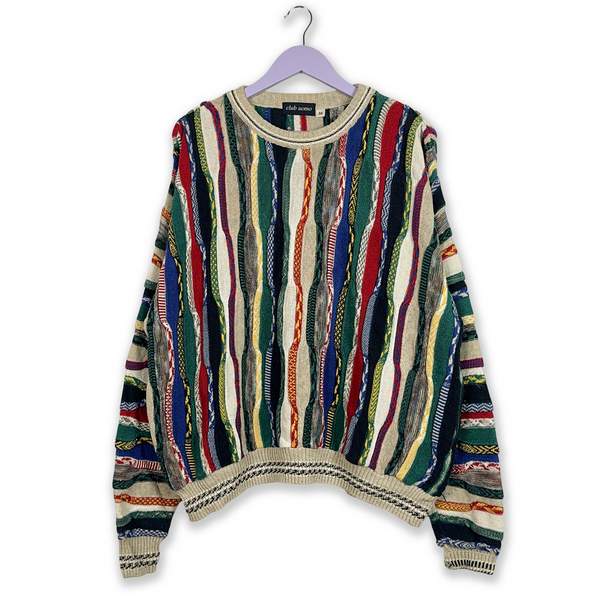 Maglione Vintage a righe multicolore - Taglia XL uomo