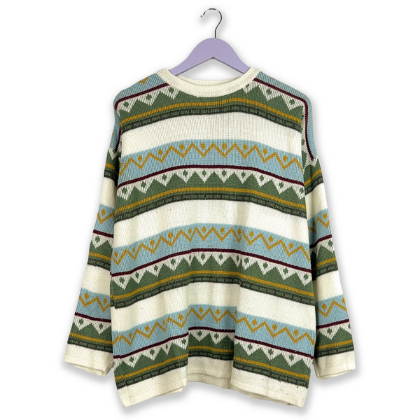 Maglione Vintage a fantasia multicolore - Taglia XL uomo