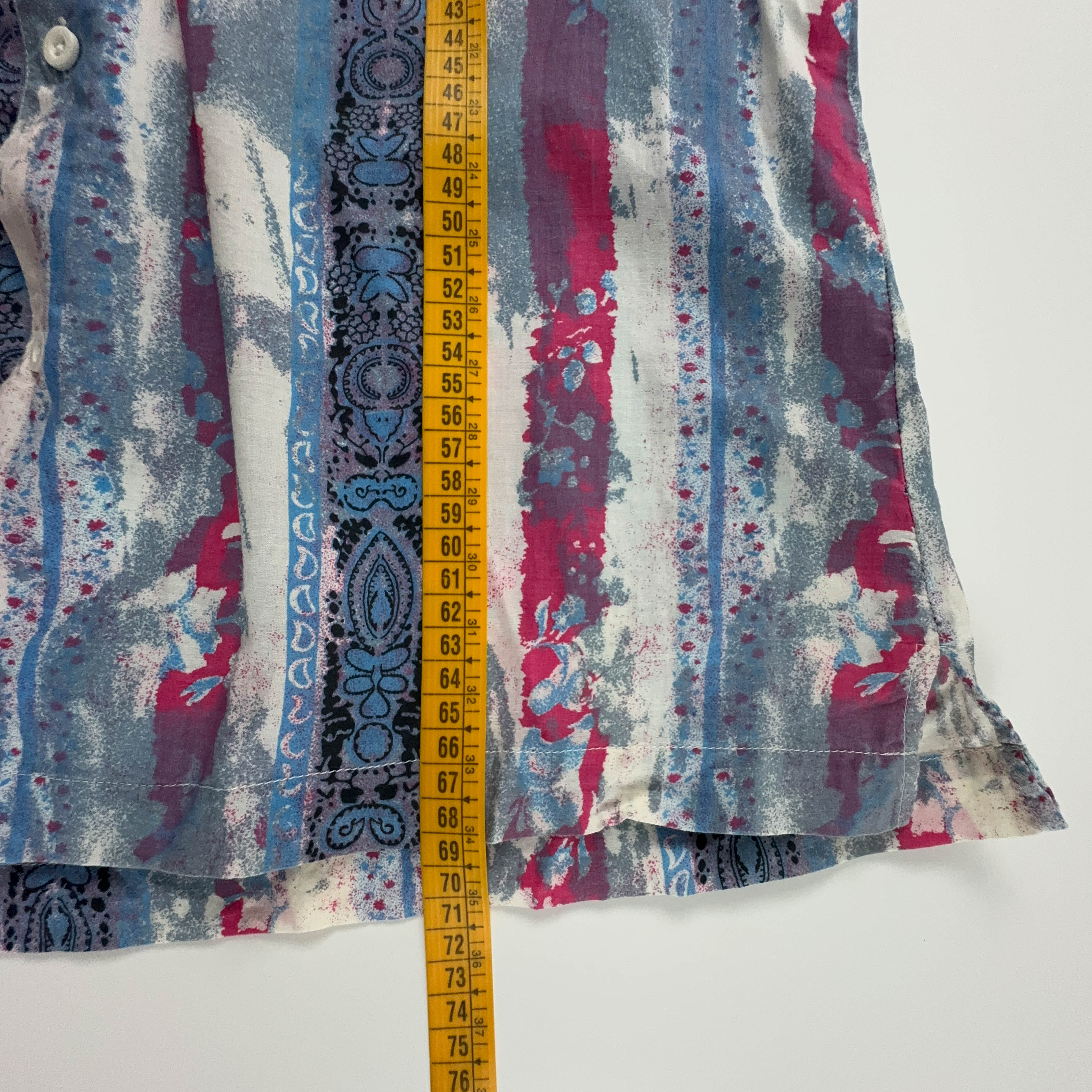 Camicia Vintage azzurra e rossa a righe a fantasia - Taglia M uomo