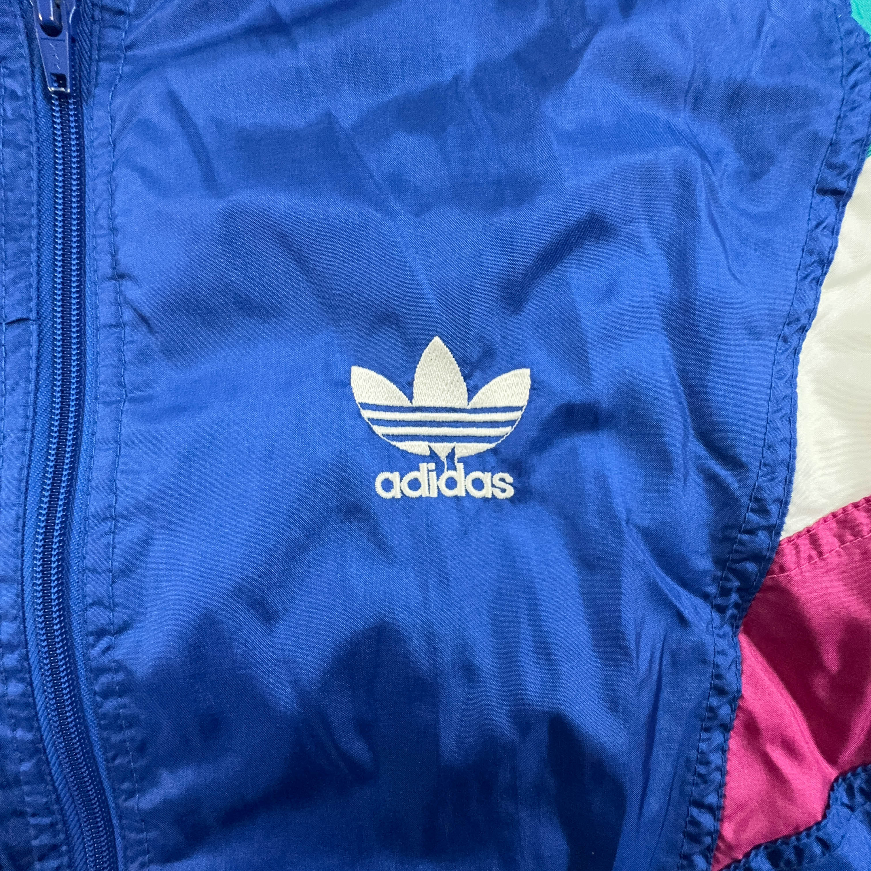 Giacca a vento Adidas Vintage blu con zip anni 90 - Taglia 186 uomo