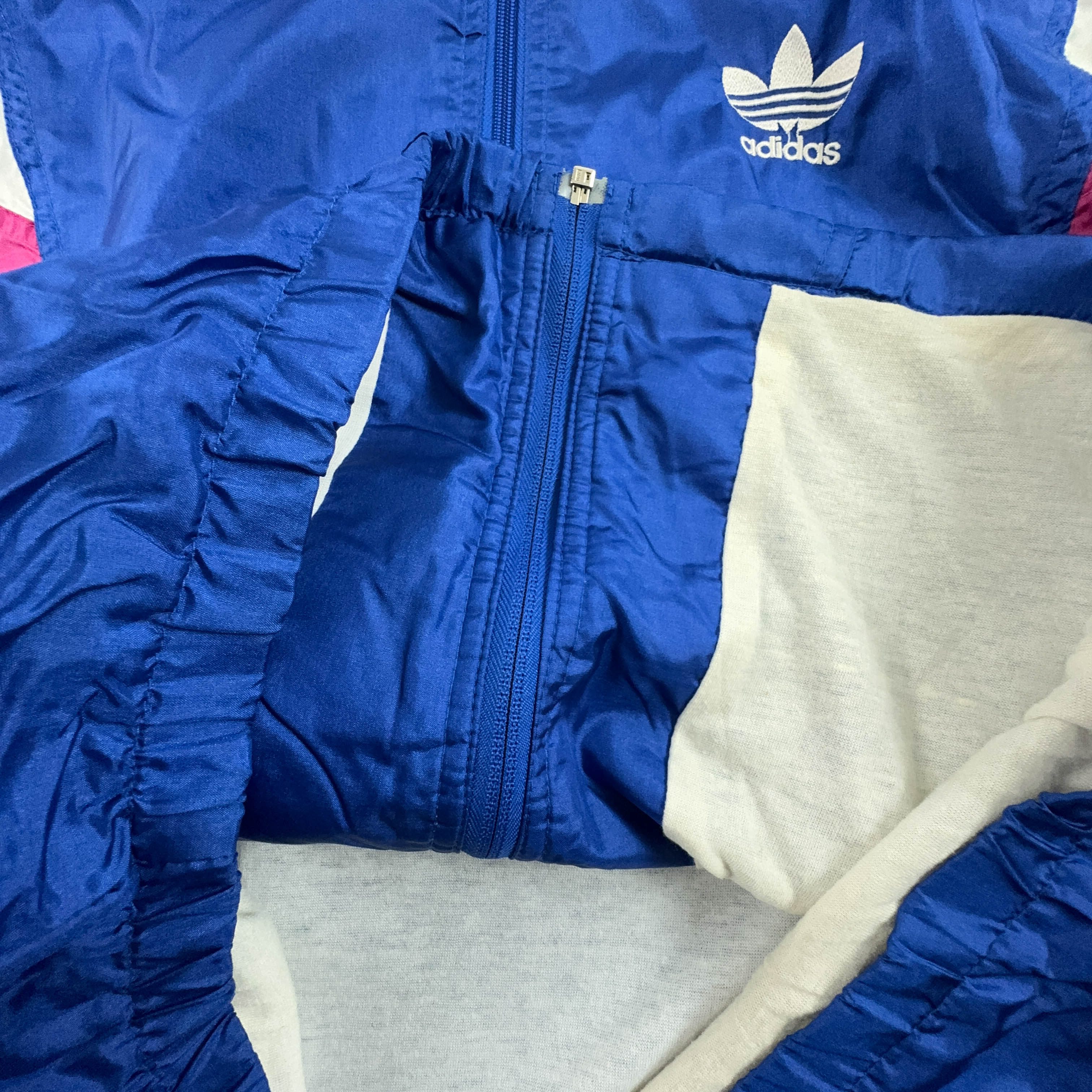 Giacca a vento Adidas Vintage blu con zip anni 90 - Taglia 186 uomo