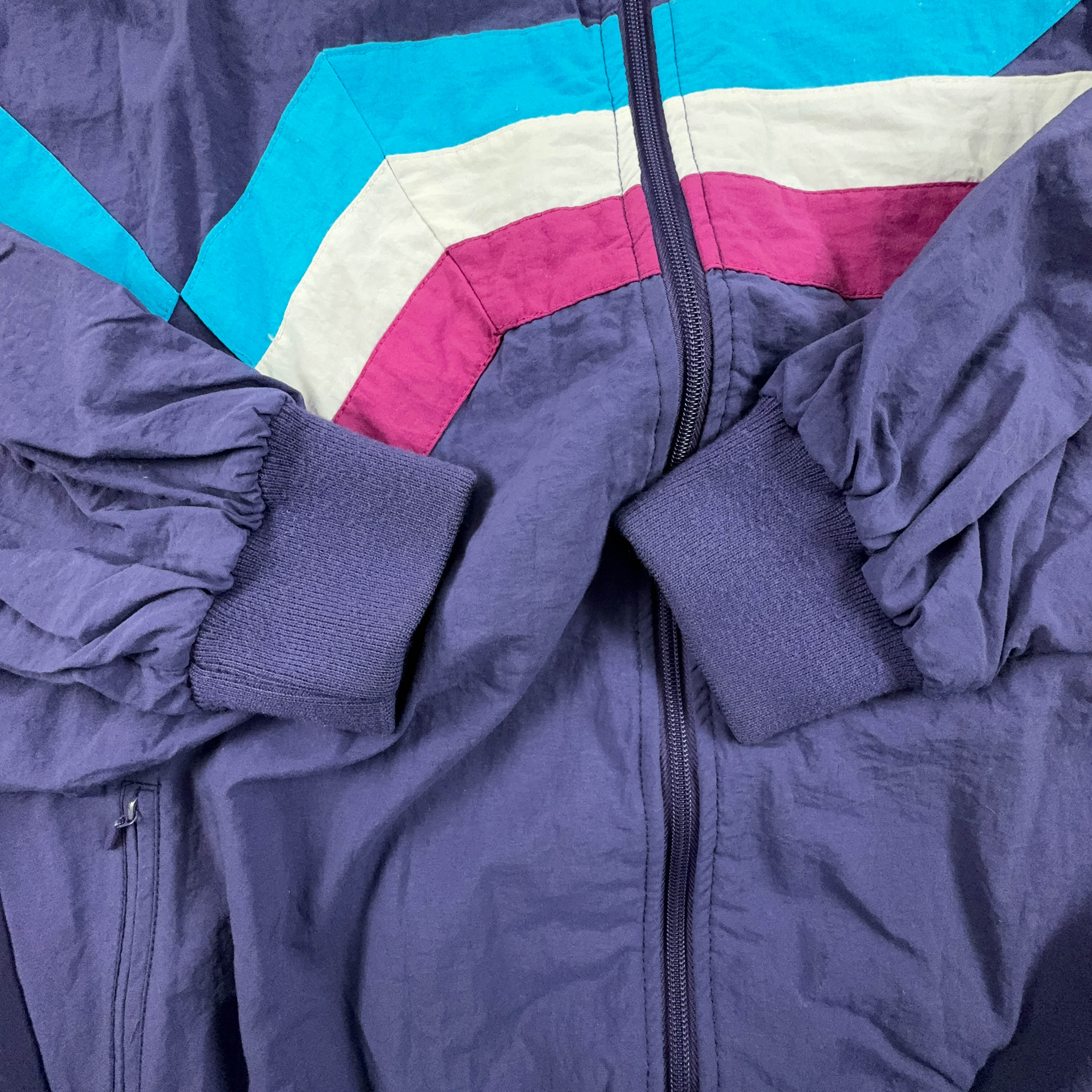 Giacca a vento Adidas Vintage viola anni 90 con zip - Taglia D54 F8 uomo