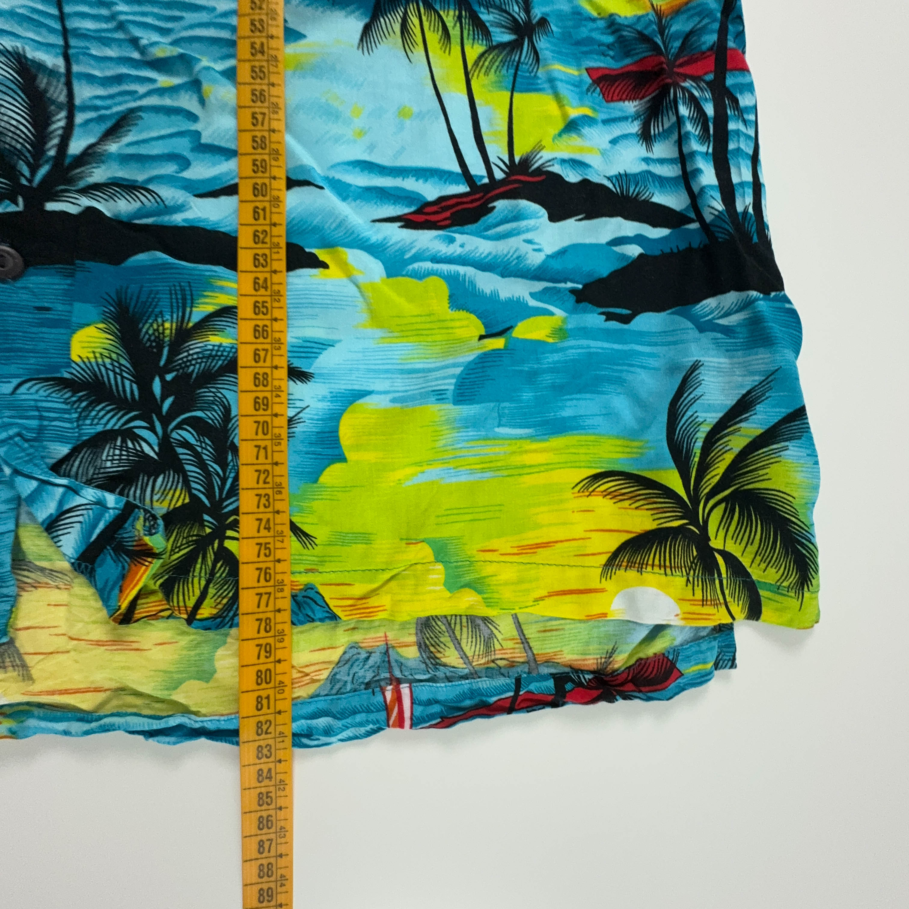 Camicia Vintage azzurra a fantasia Hawaii - Taglia 3XL uomo