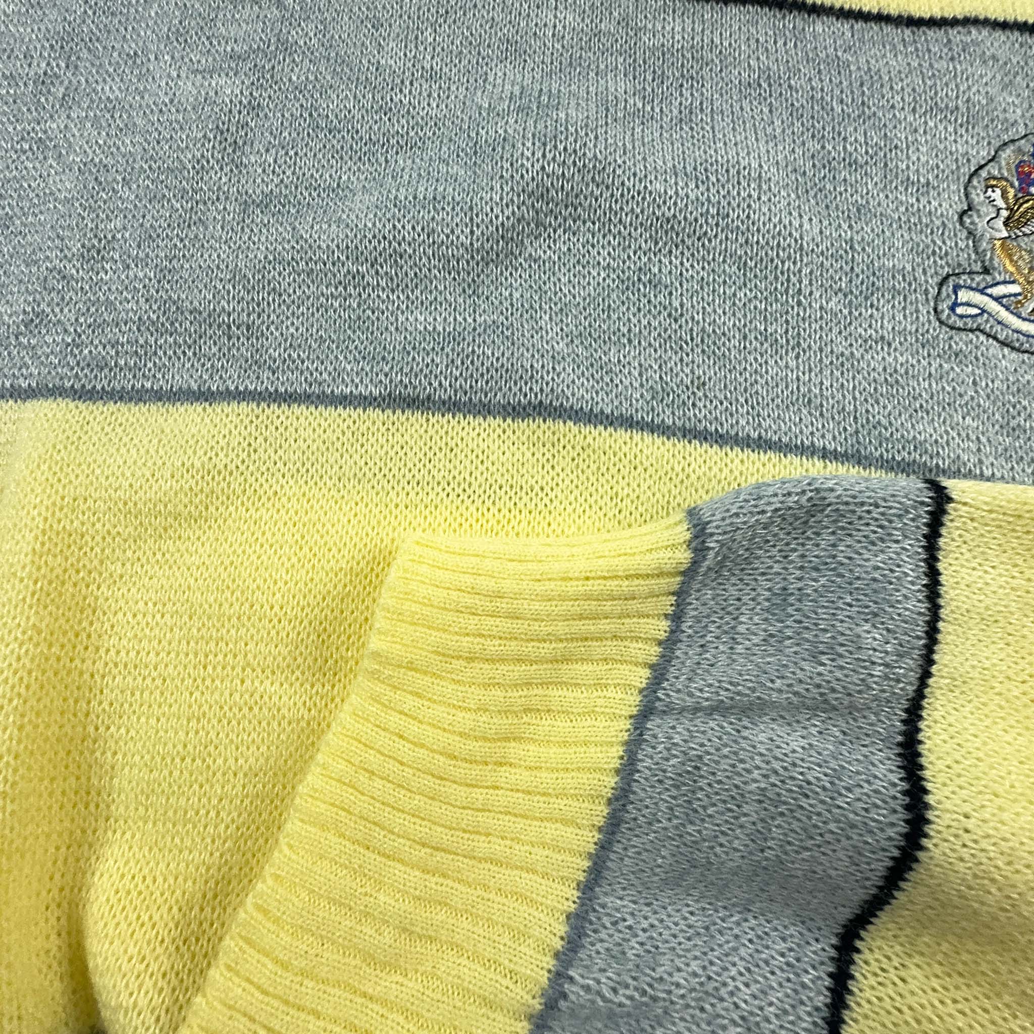 Yellow and Grey Vintage Sweater with Embroidery - Size M Men