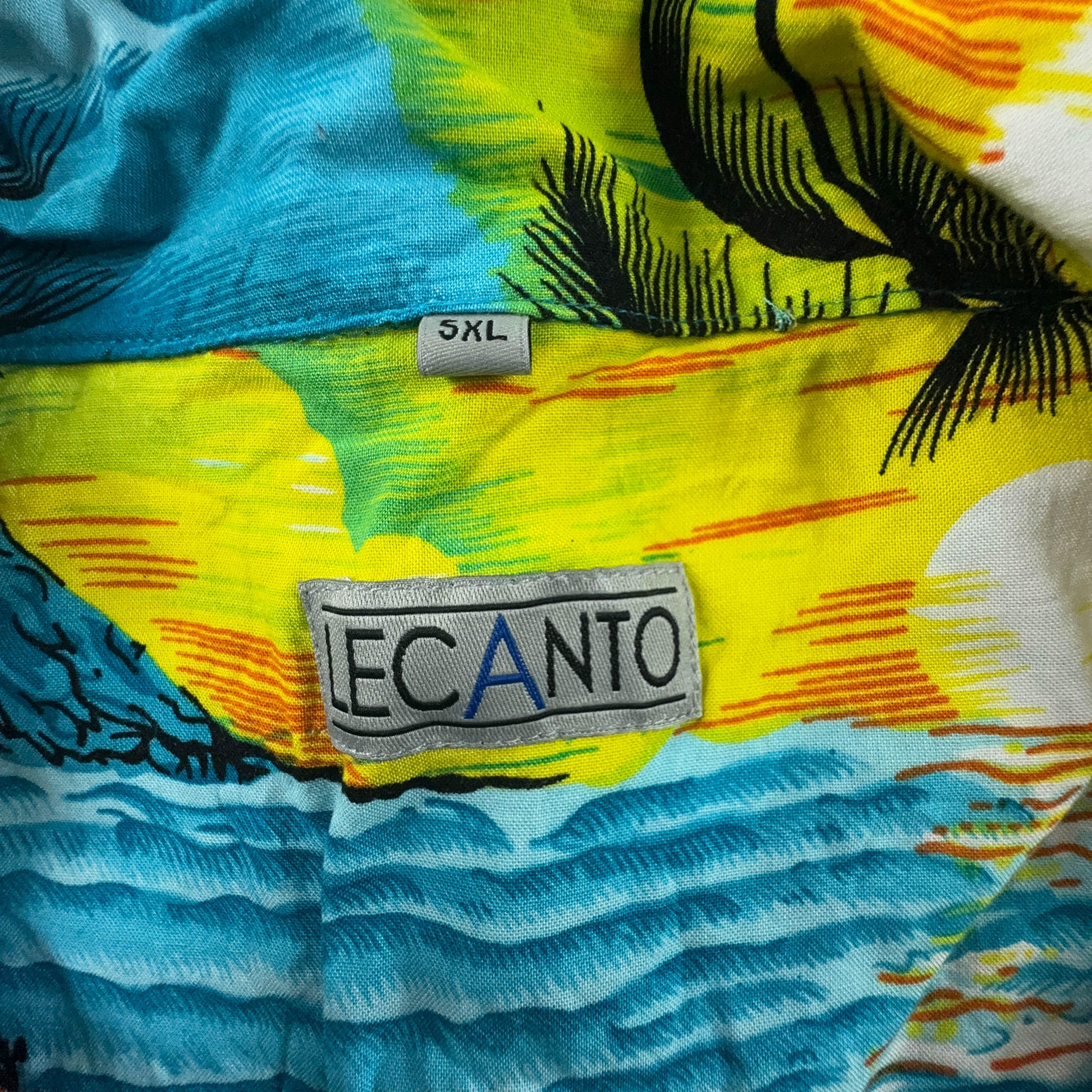 Camicia Vintage azzurra a fantasia Hawaii - Taglia 3XL uomo