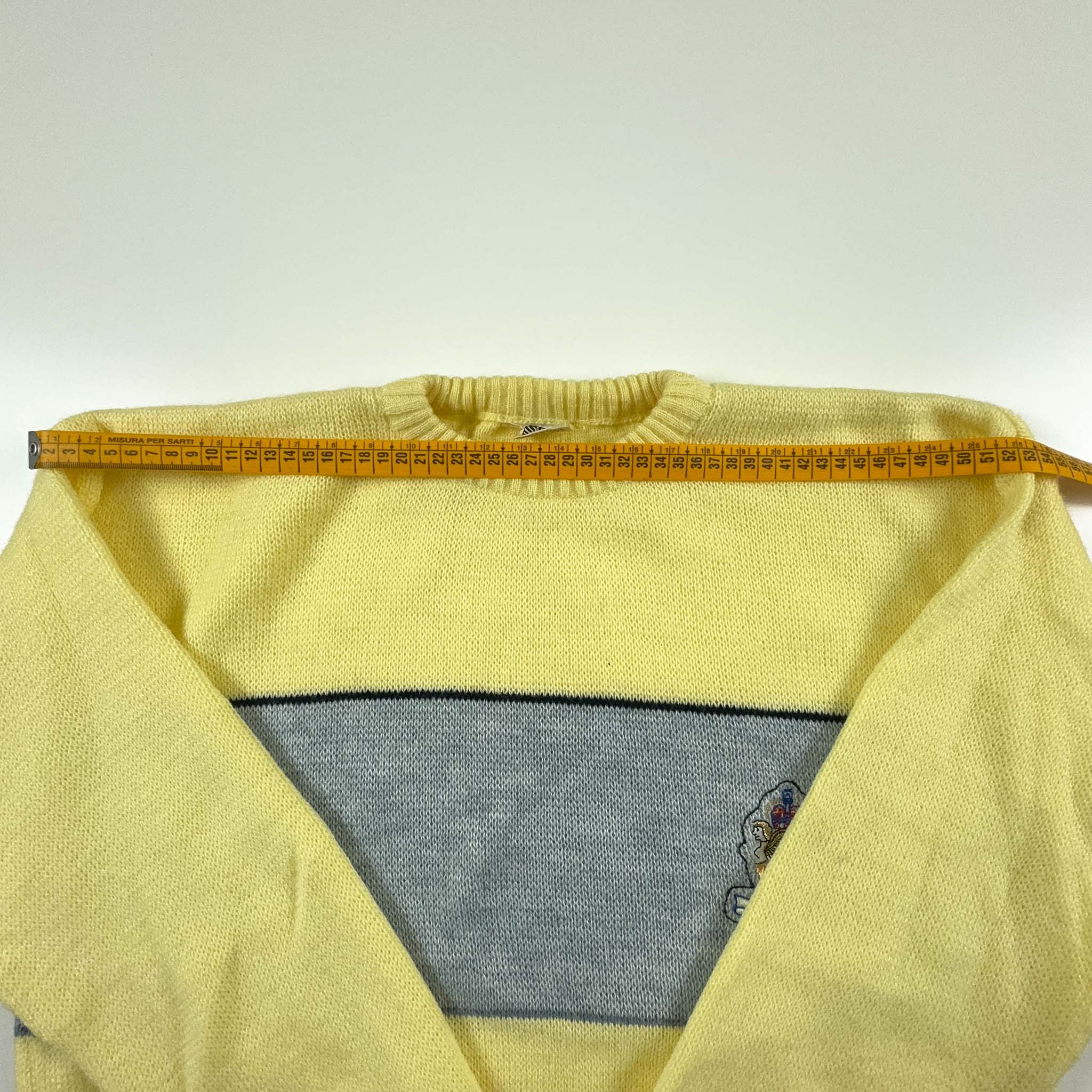 Yellow and Grey Vintage Sweater with Embroidery - Size M Men