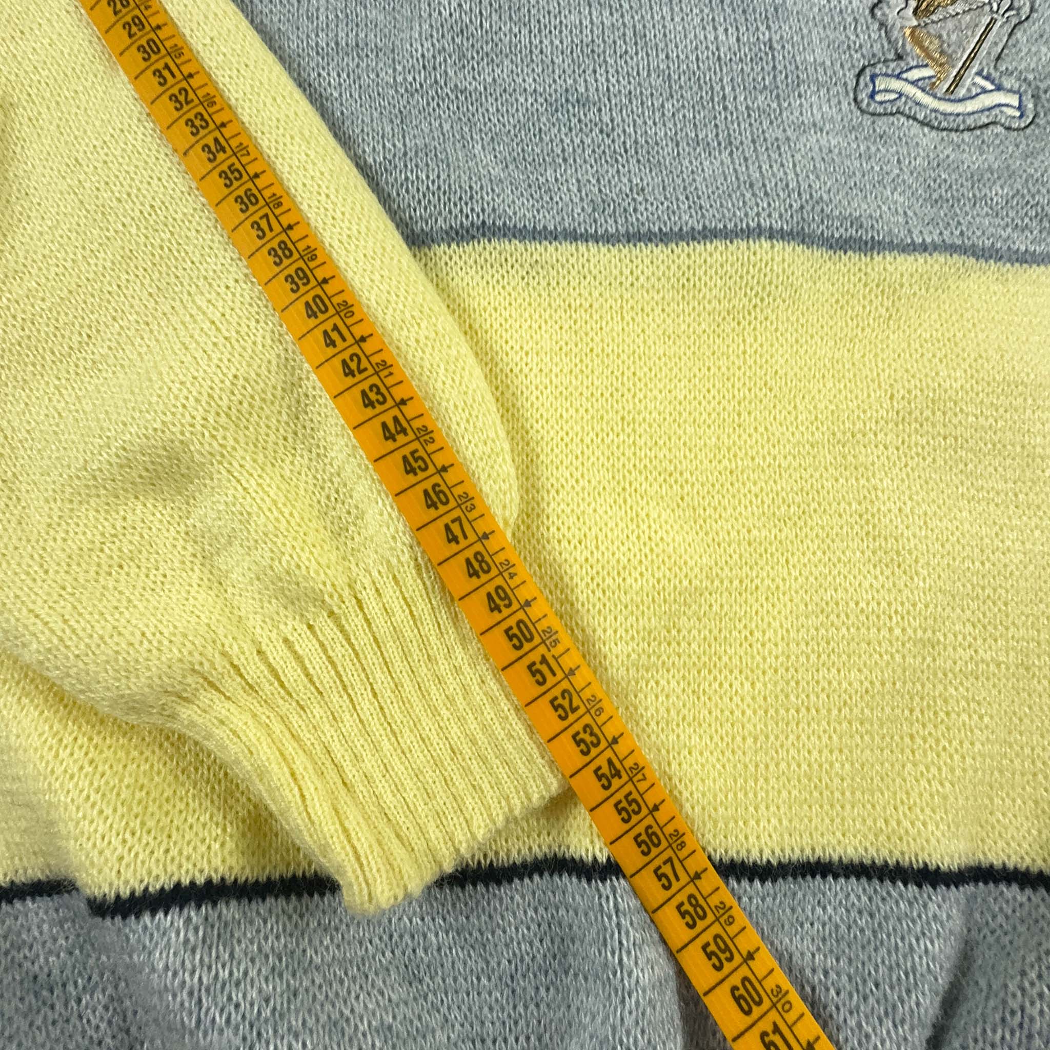 Yellow and Grey Vintage Sweater with Embroidery - Size M Men