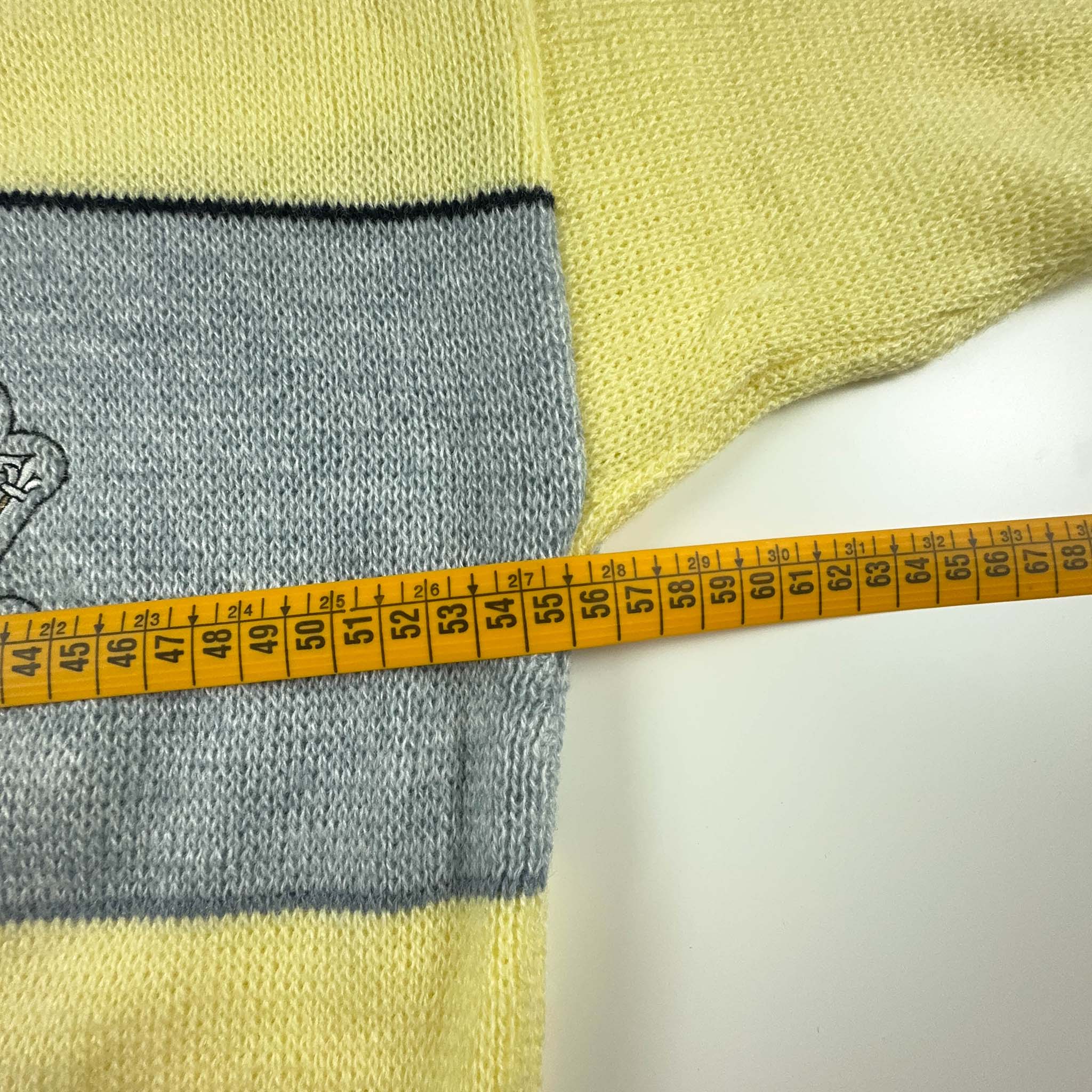 Yellow and Grey Vintage Sweater with Embroidery - Size M Men