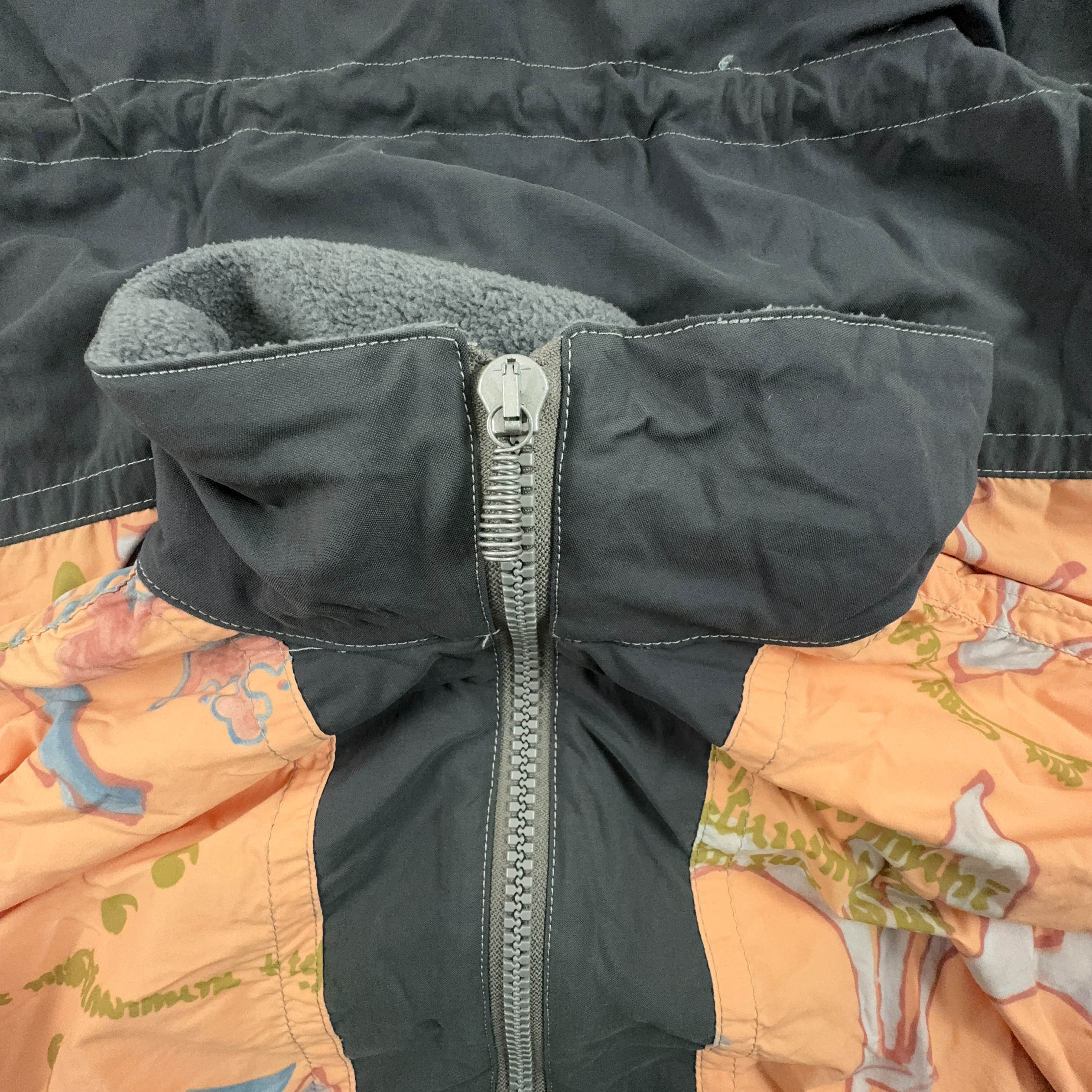 Giacca a vento Vintage arancione a fantasia foderata con zip - Taglia XL uomo