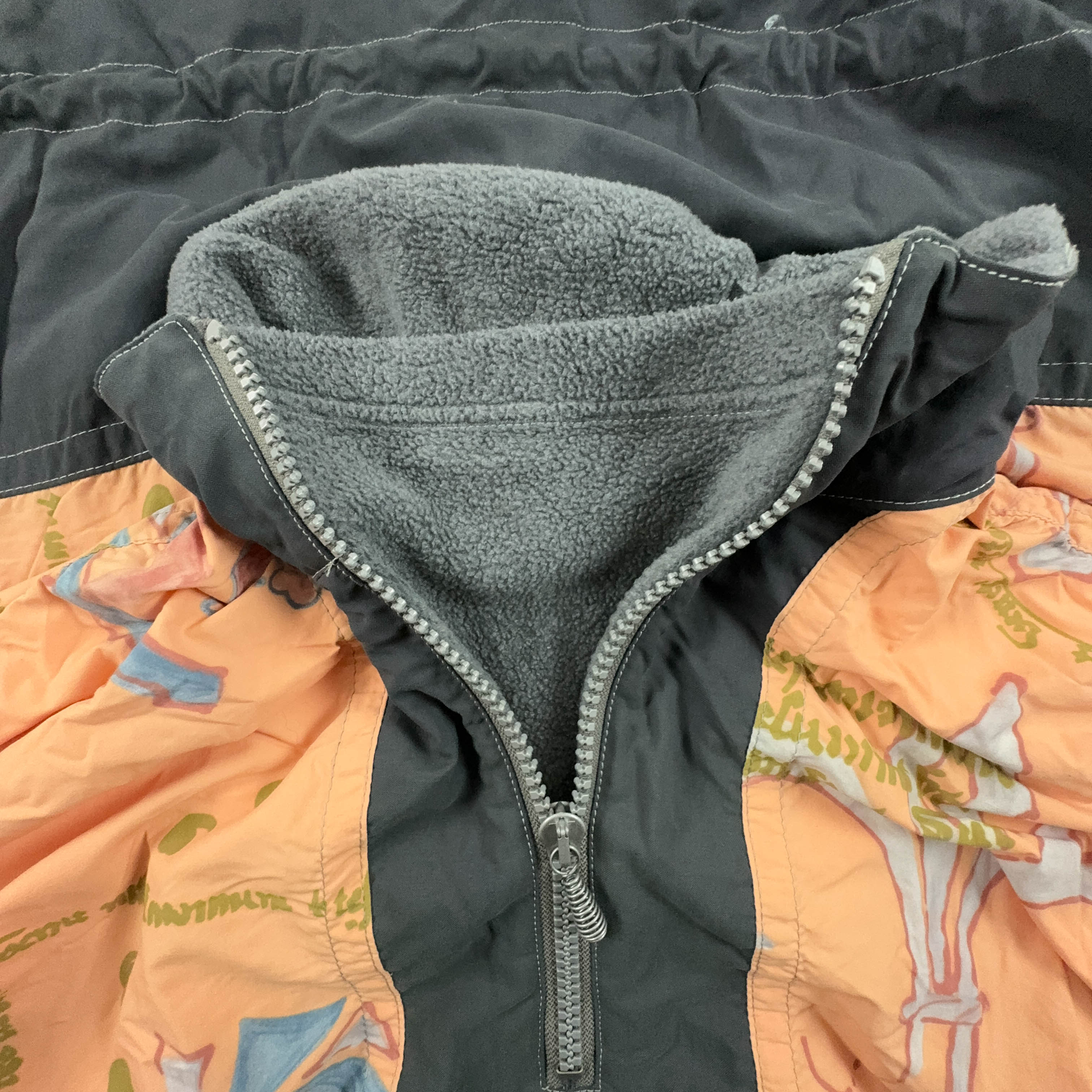 Giacca a vento Vintage arancione a fantasia foderata con zip - Taglia XL uomo