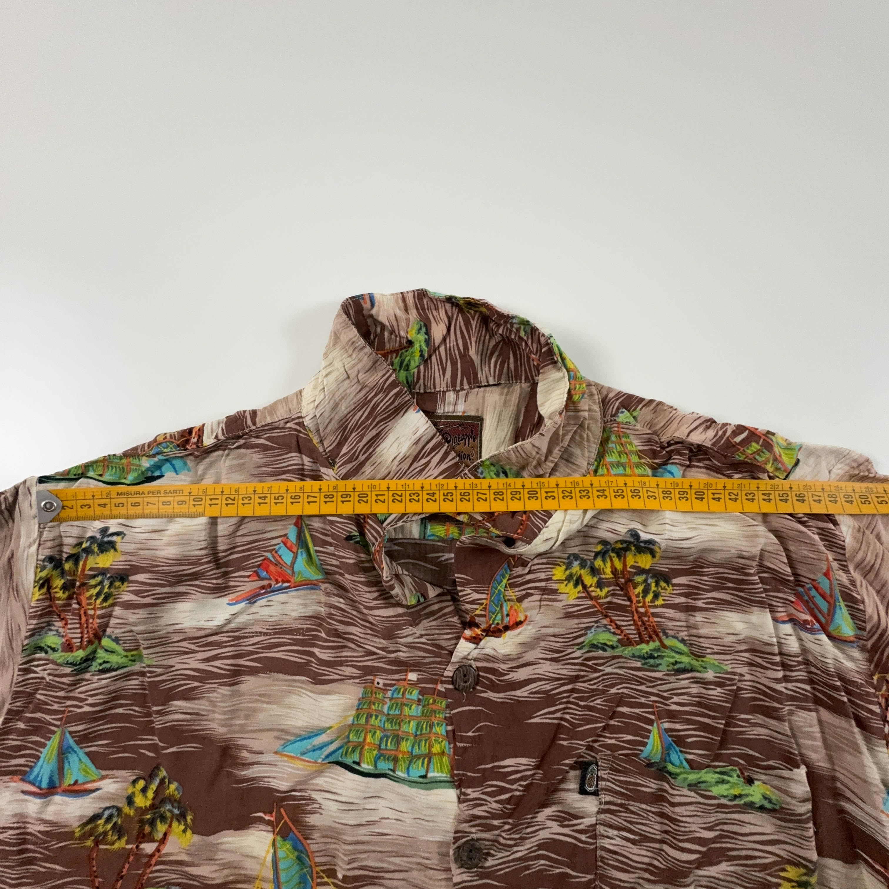 Camicia Vintage marrone e beige a fantasia - Taglia L uomo
