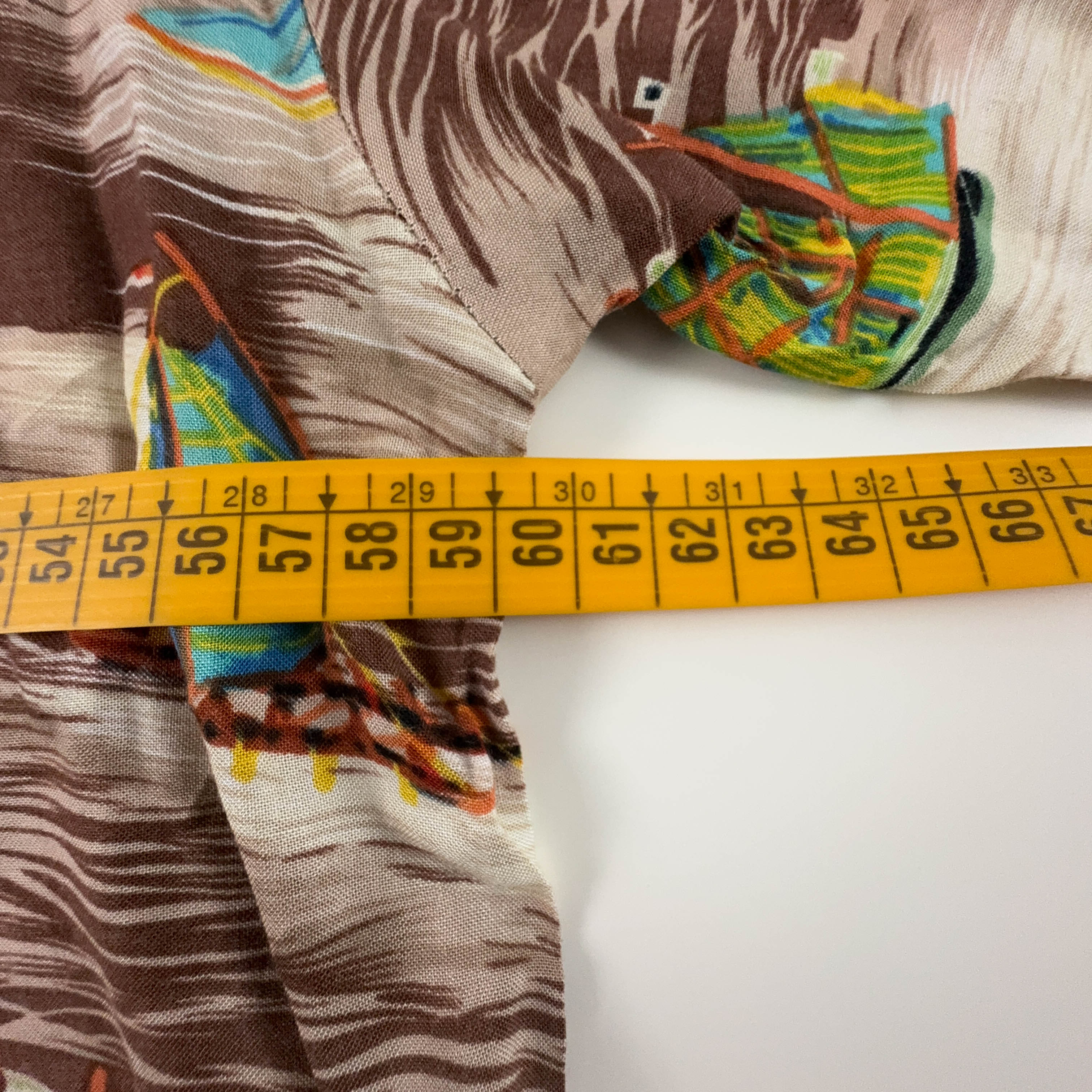 Camicia Vintage marrone e beige a fantasia - Taglia L uomo