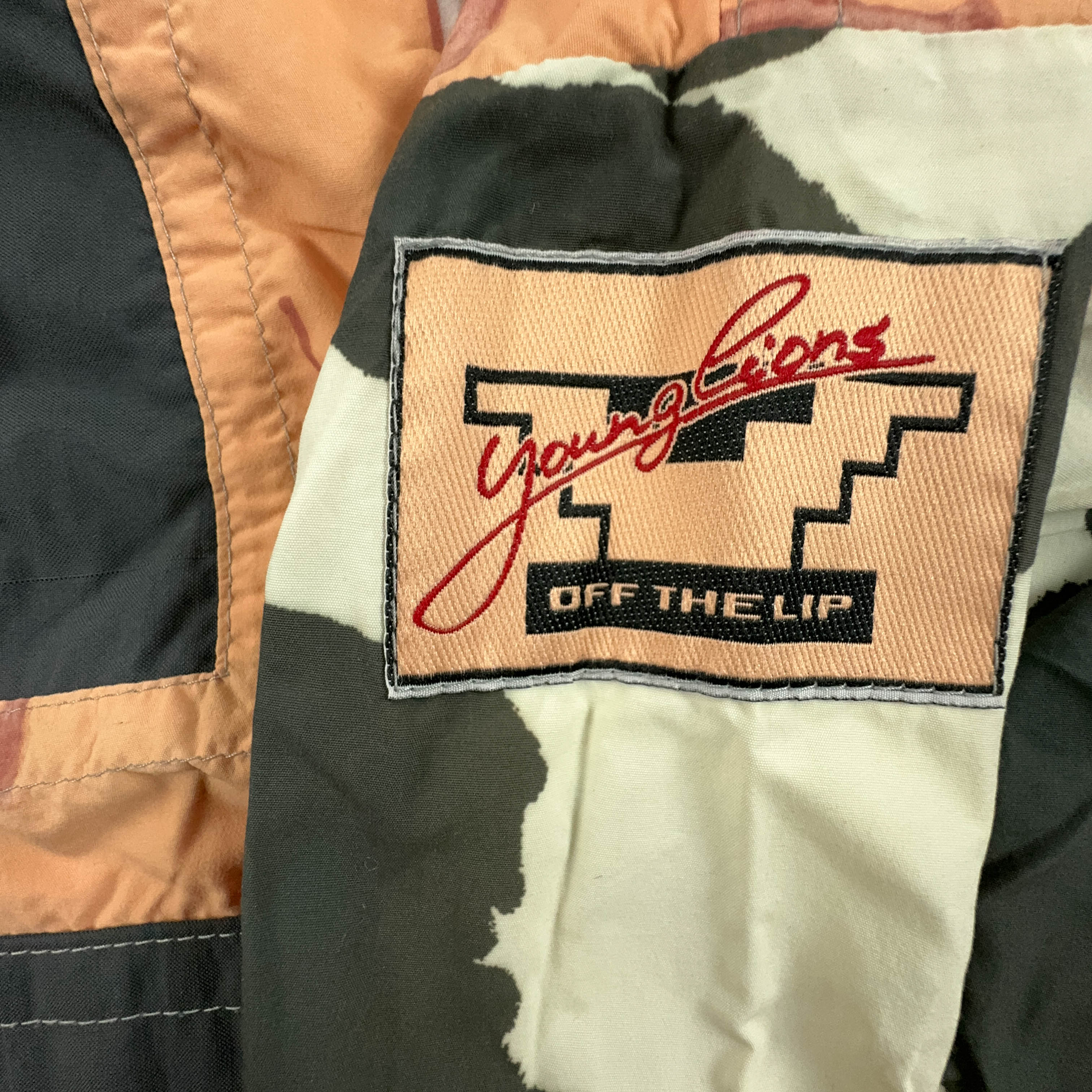 Giacca a vento Vintage arancione a fantasia foderata con zip - Taglia XL uomo