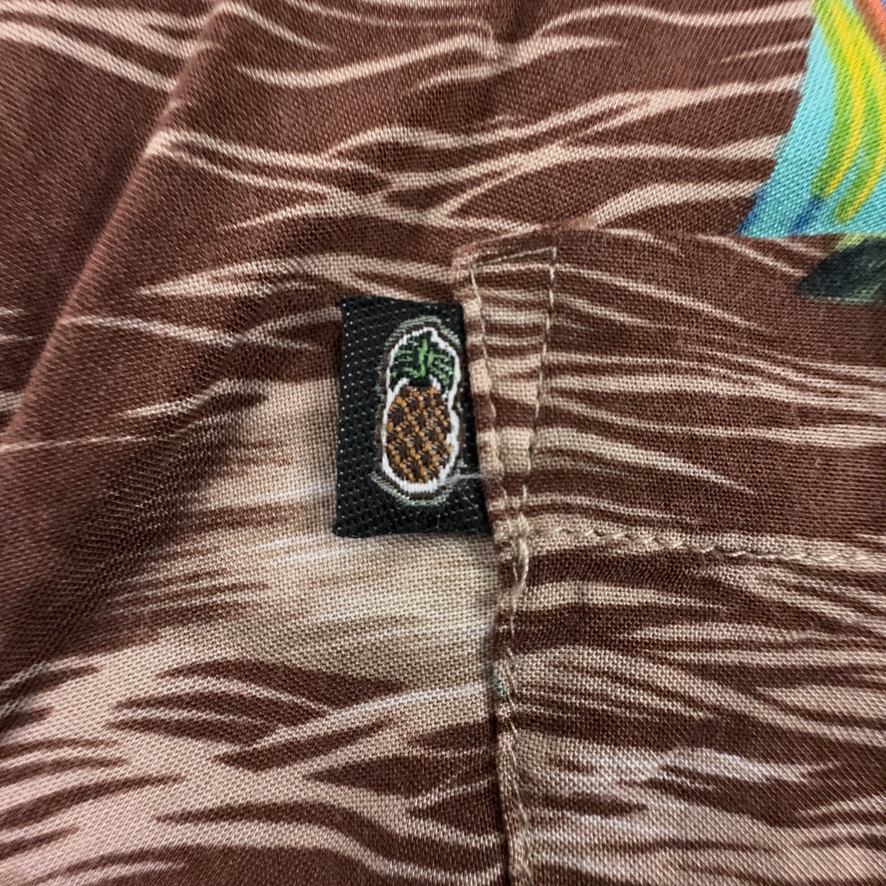Camicia Vintage marrone e beige a fantasia - Taglia L uomo