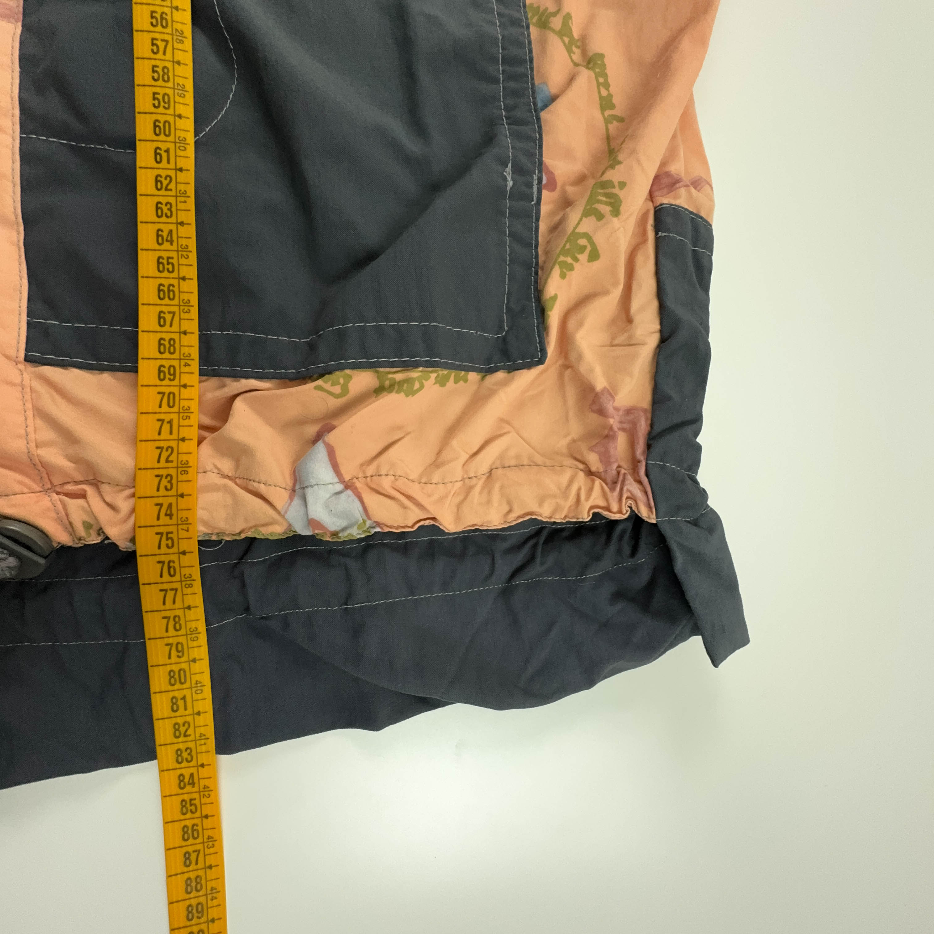 Giacca a vento Vintage arancione a fantasia foderata con zip - Taglia XL uomo