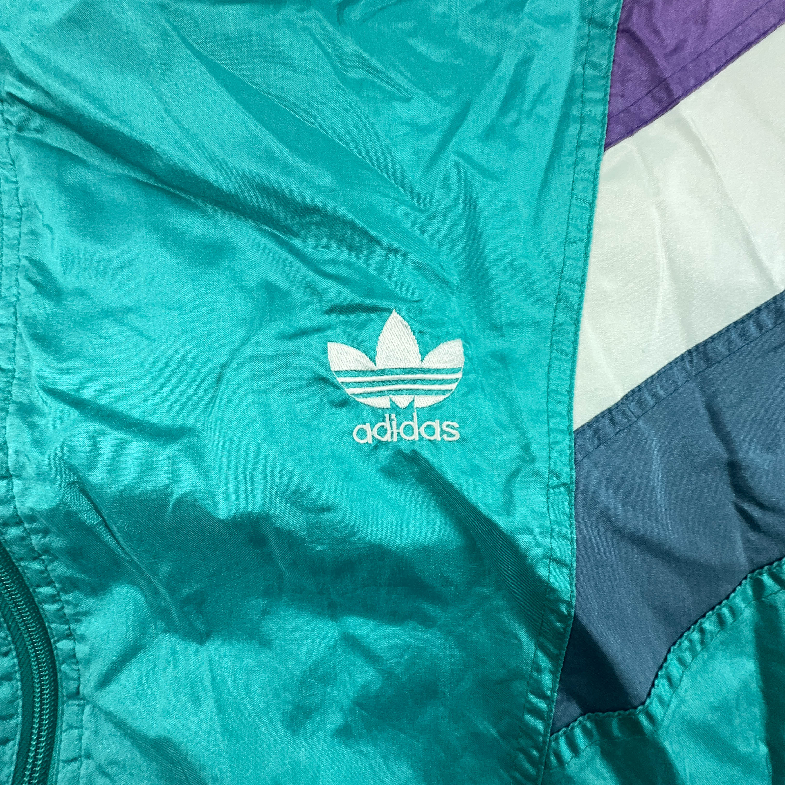 Giacca a vento Adidas Vintage verde anni 90 con zip - Taglia 8 uomo