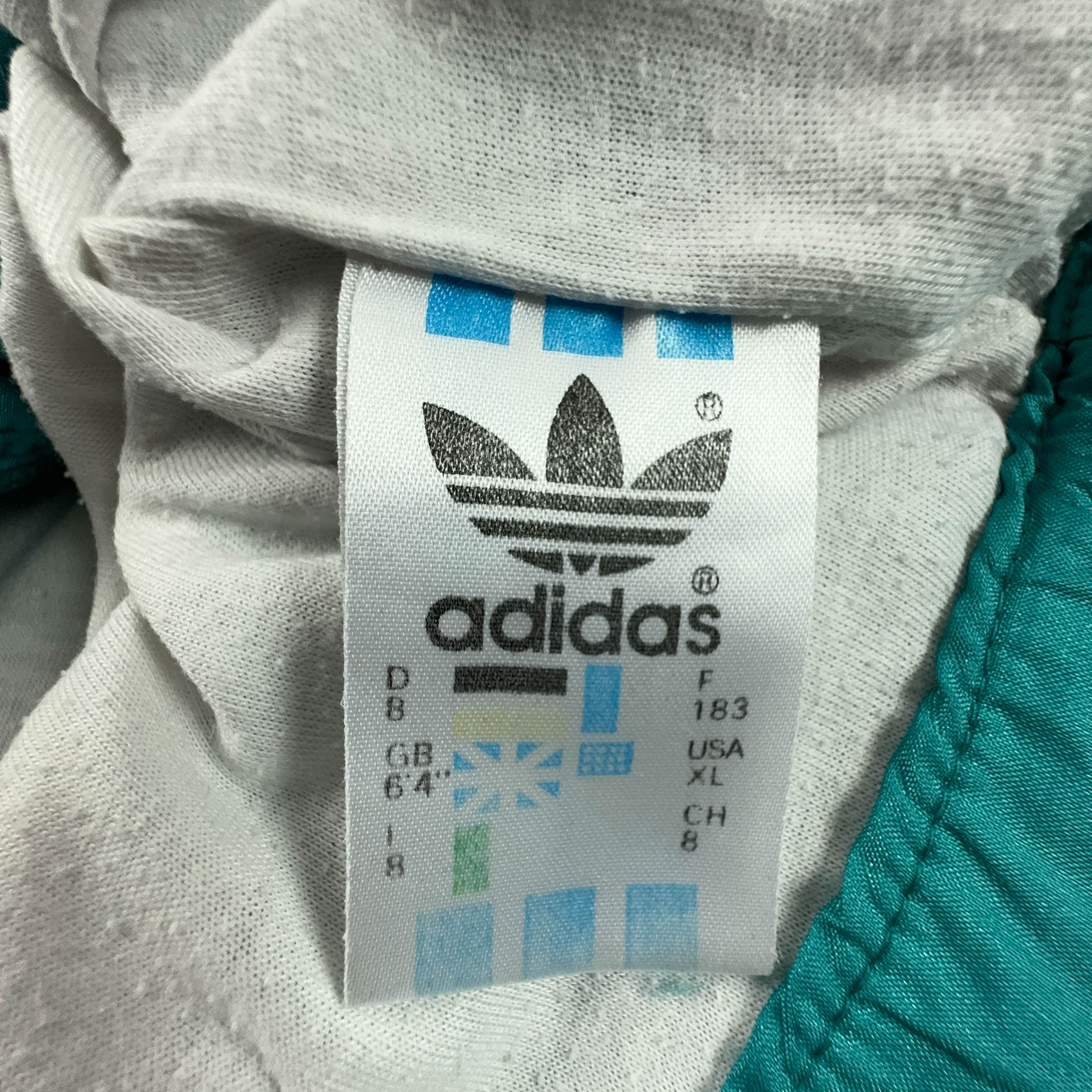 Giacca a vento Adidas Vintage verde anni 90 con zip - Taglia 8 uomo