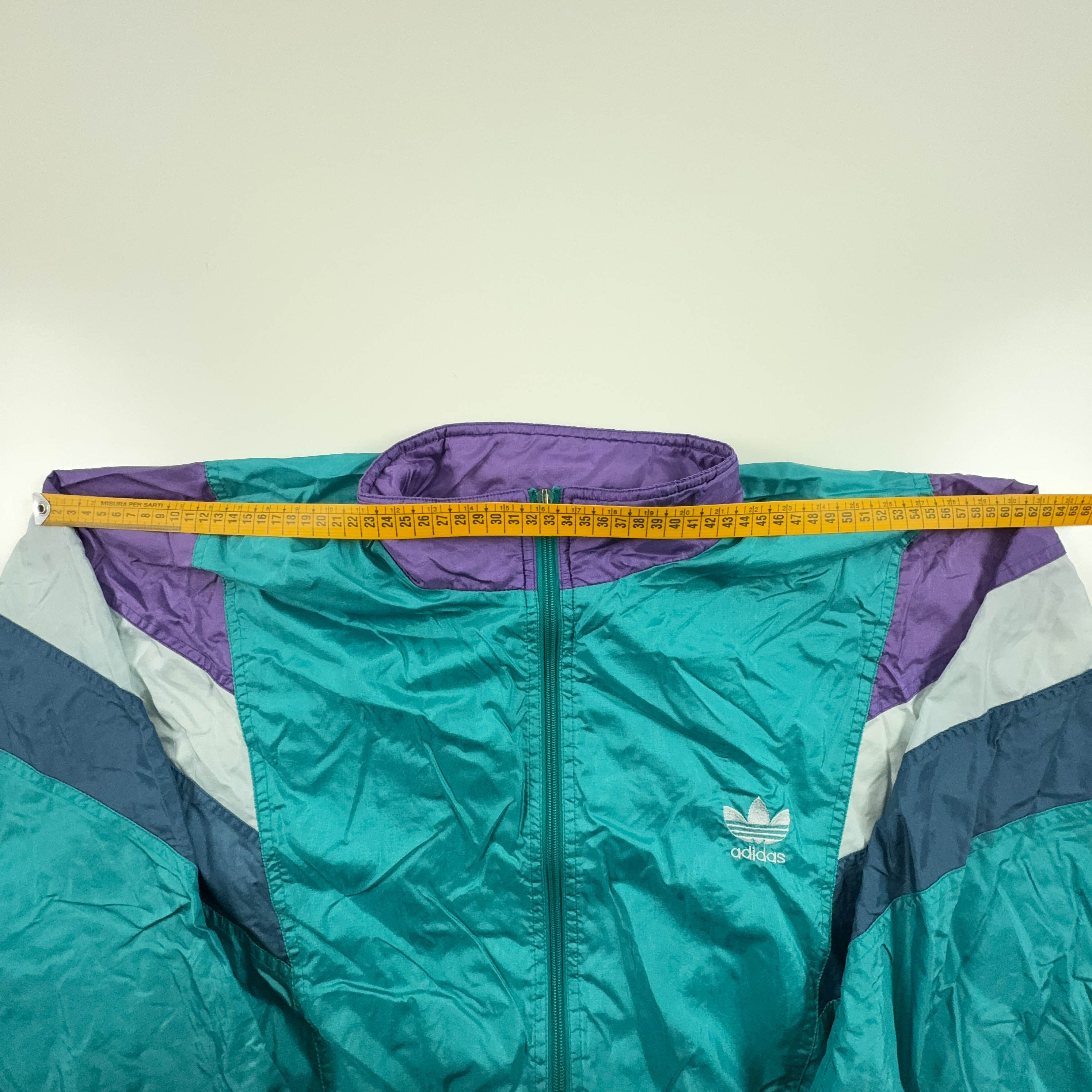 Giacca a vento Adidas Vintage verde anni 90 con zip - Taglia 8 uomo