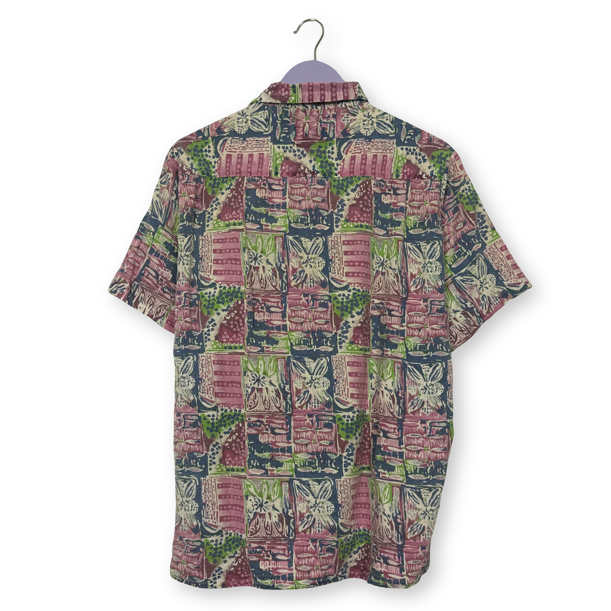 Camicia Vintage multicolore fantasia astratta in cotone anni 80 90 - Taglia M uomo
