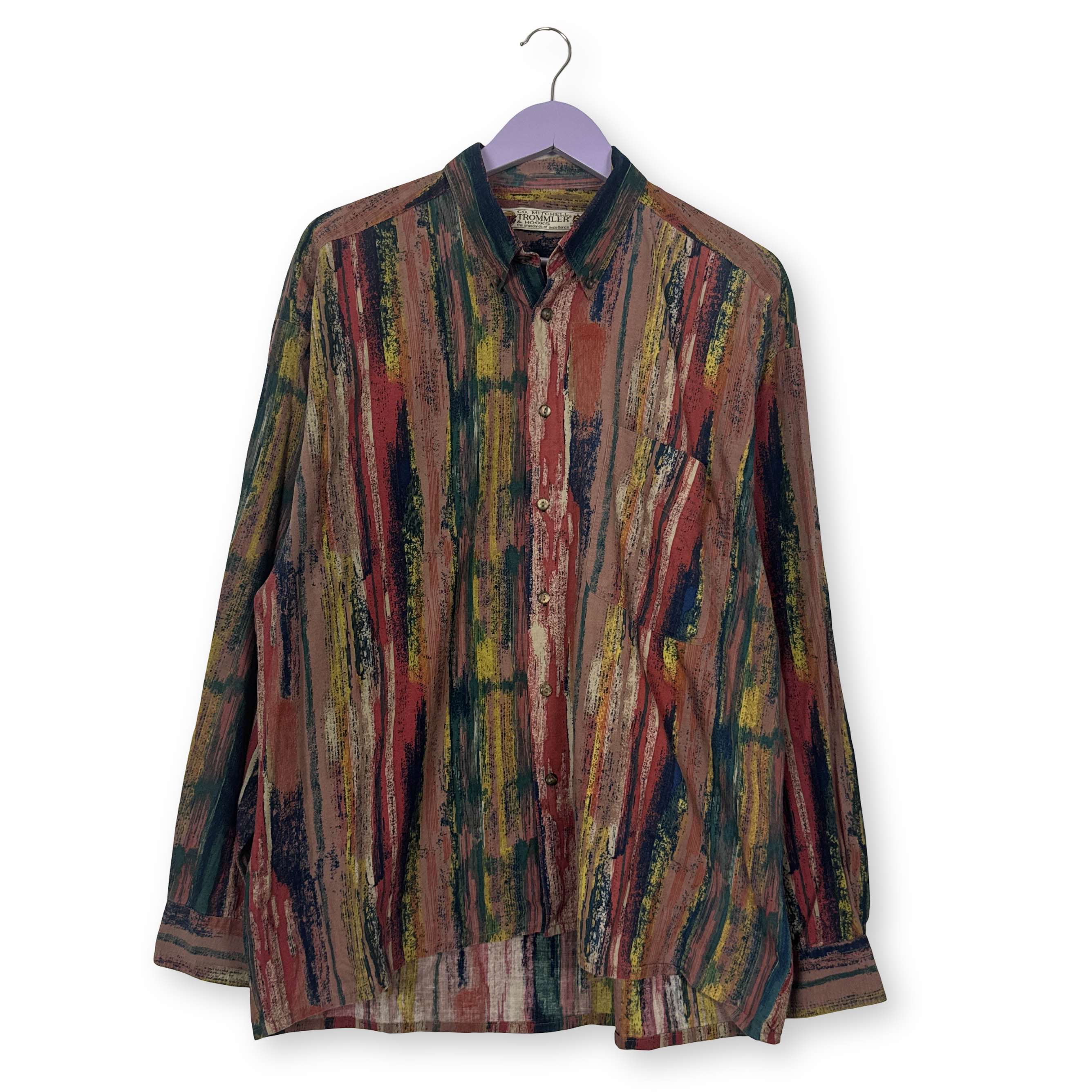 Camicia Vintage multicolore con fantasia astratta anni 80 90 - Taglia L/XL uomo