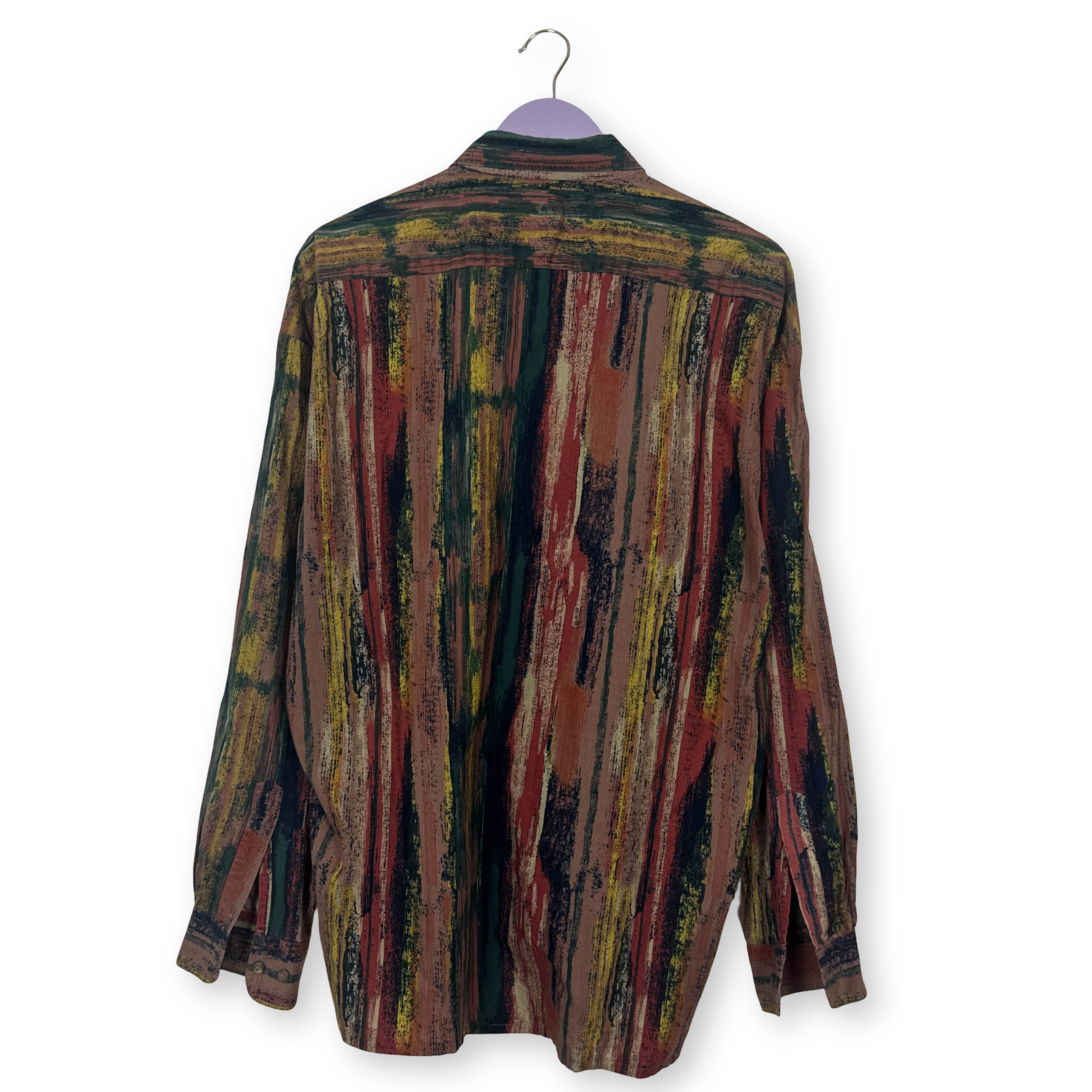 Camicia Vintage multicolore con fantasia astratta anni 80 90 - Taglia L/XL uomo