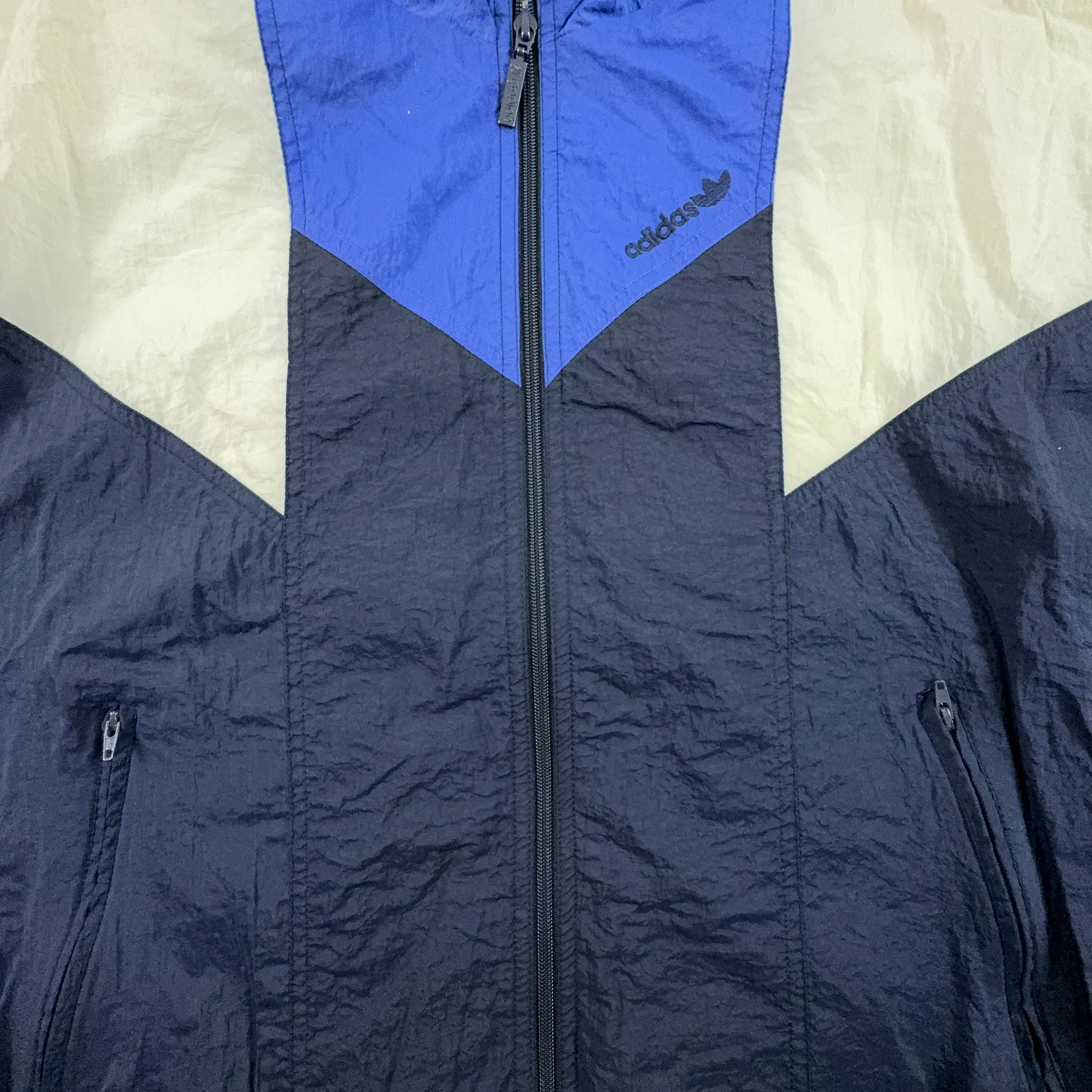 Giacca a vento Adidas Vintage blu e bianca anni 90 - Taglia D4 F168 uomo