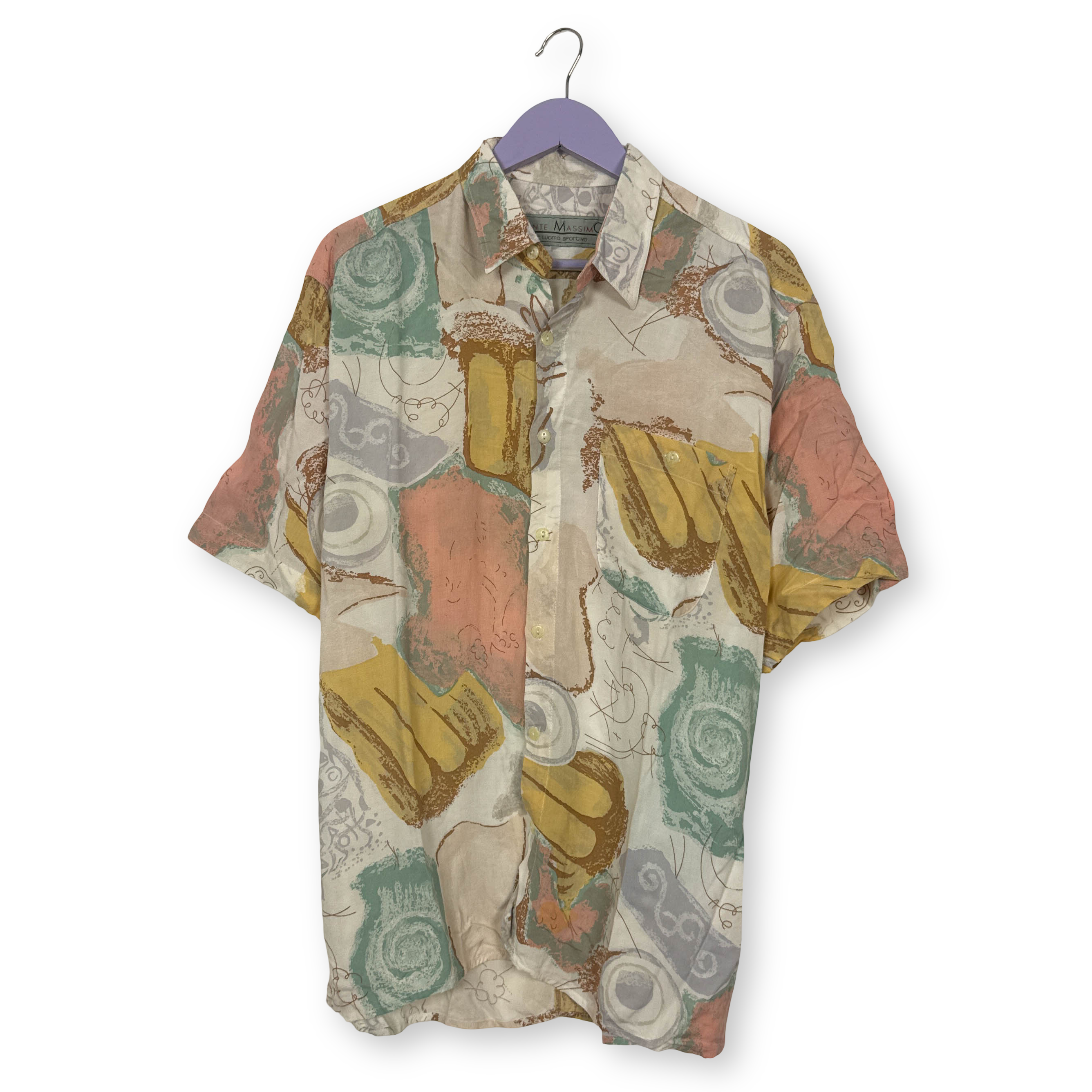 Camicia Vintage multicolore fantasia astratta anni 80 90 - Taglia XL uomo