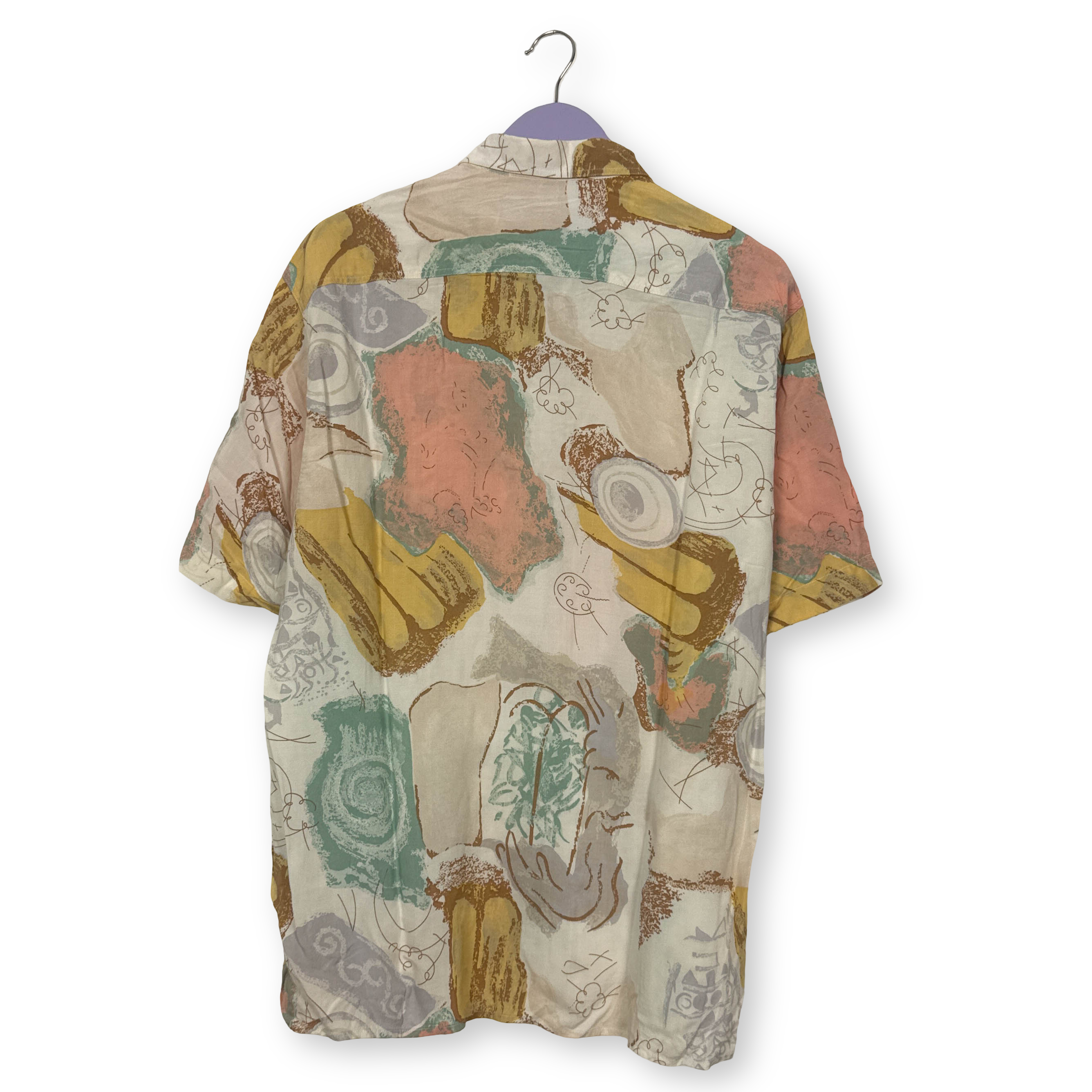 Camicia Vintage multicolore fantasia astratta anni 80 90 - Taglia XL uomo