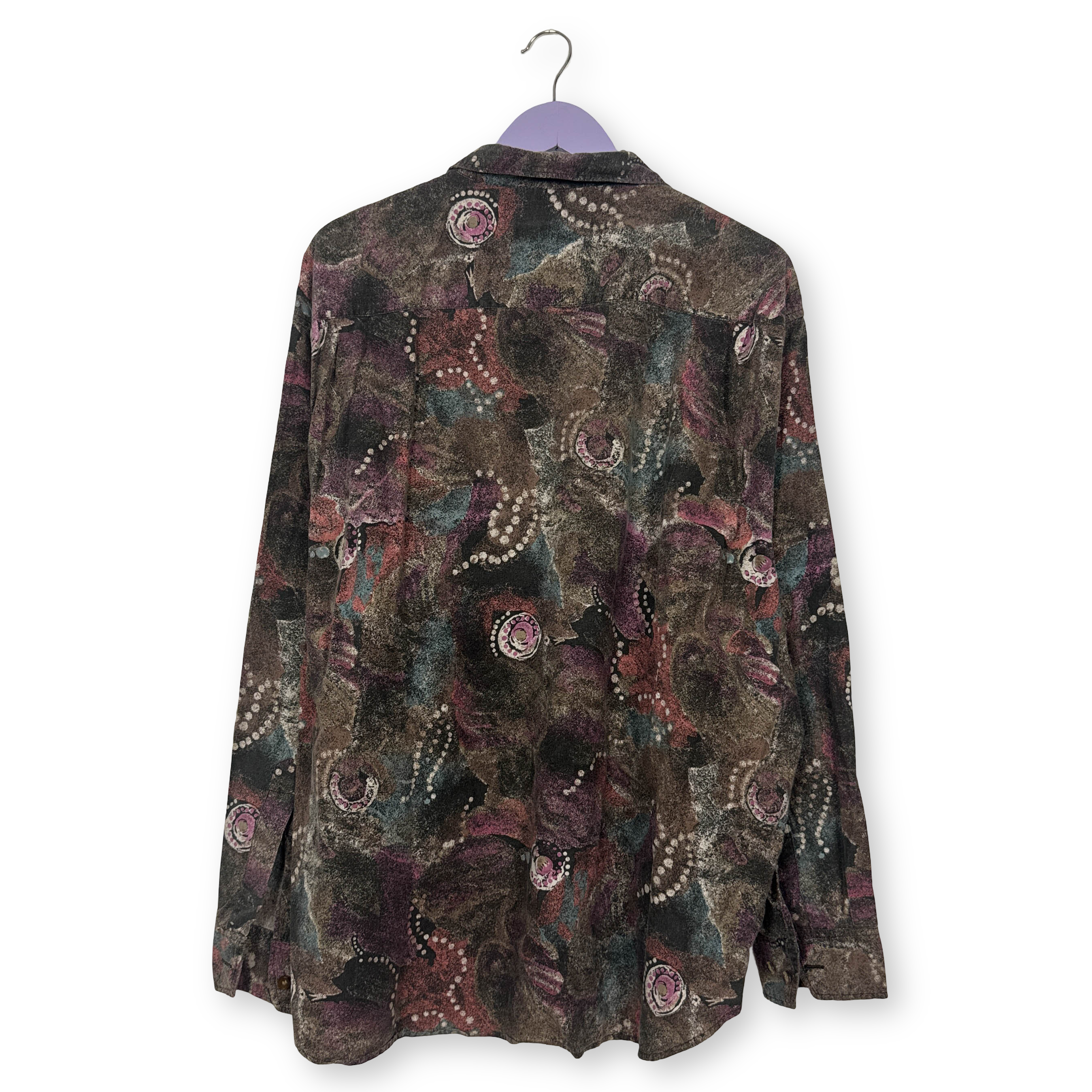 Camicia Vintage multicolore fantasia astratta in cotone anni 80 90 - Taglia L uomo