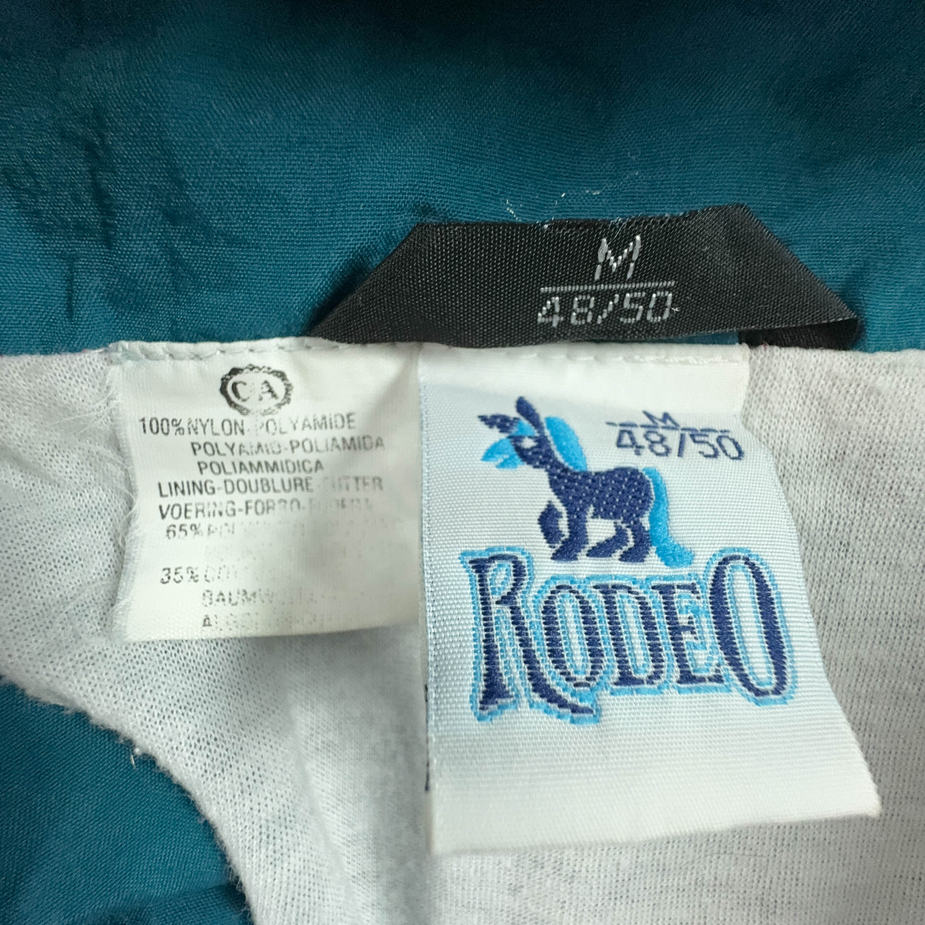 Giacca a vento Rodeo Vintage verde con zip rosse - Taglia M 48 50 uomo