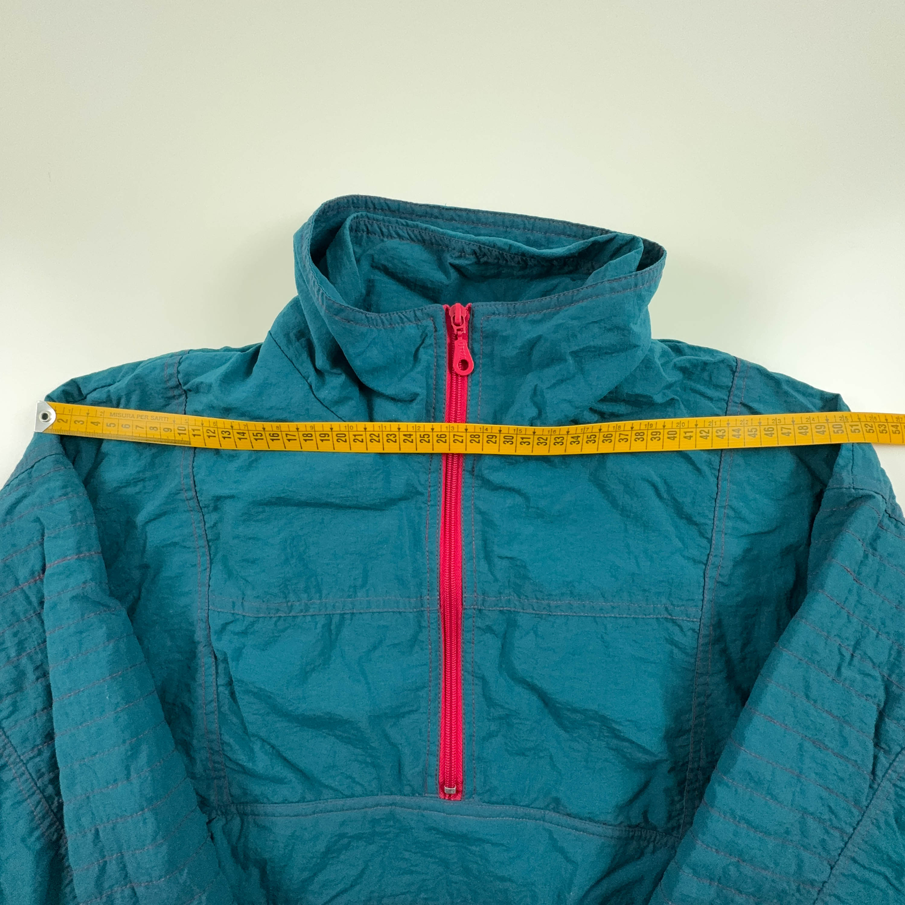 Giacca a vento Rodeo Vintage verde con zip rosse - Taglia M 48 50 uomo