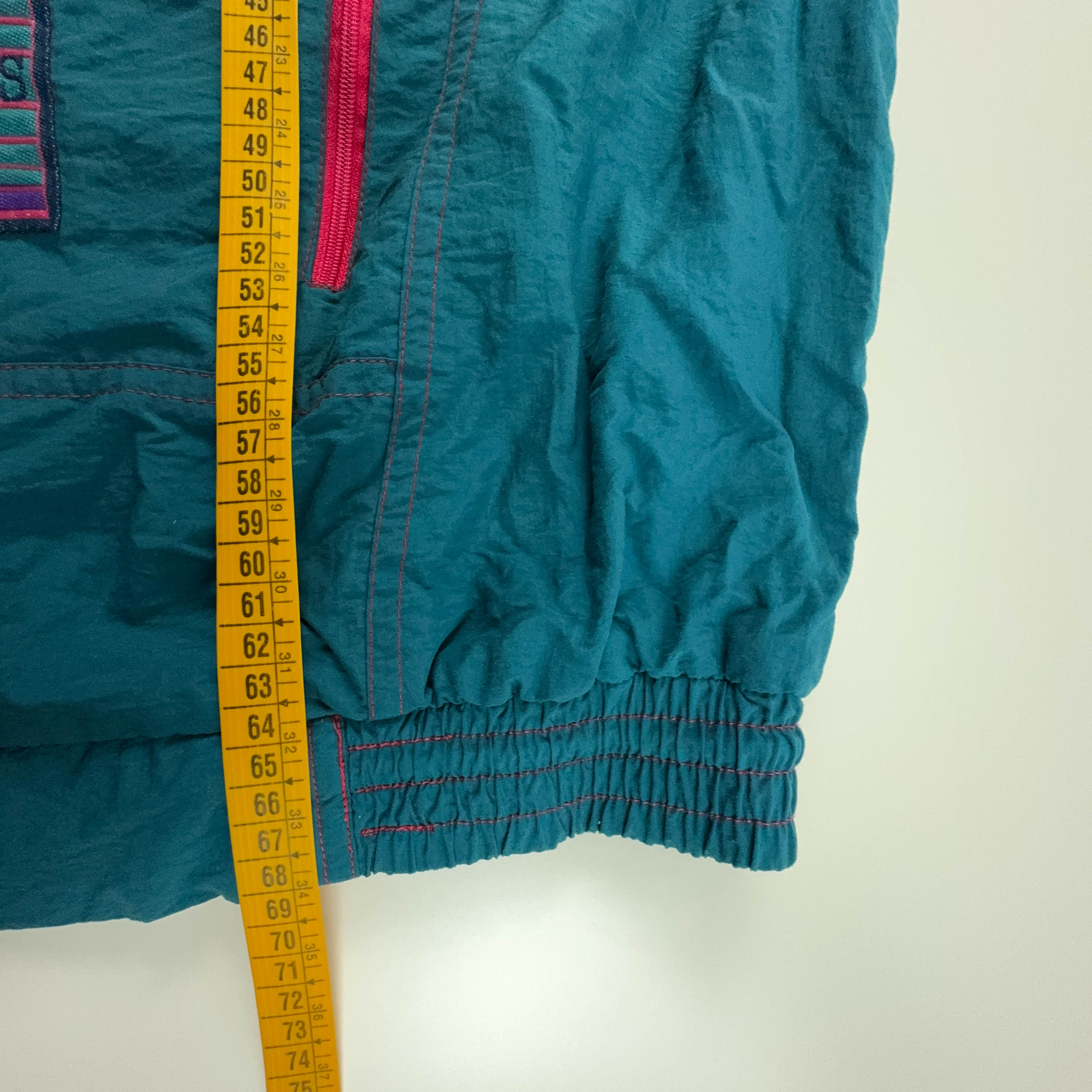 Giacca a vento Rodeo Vintage verde con zip rosse - Taglia M 48 50 uomo