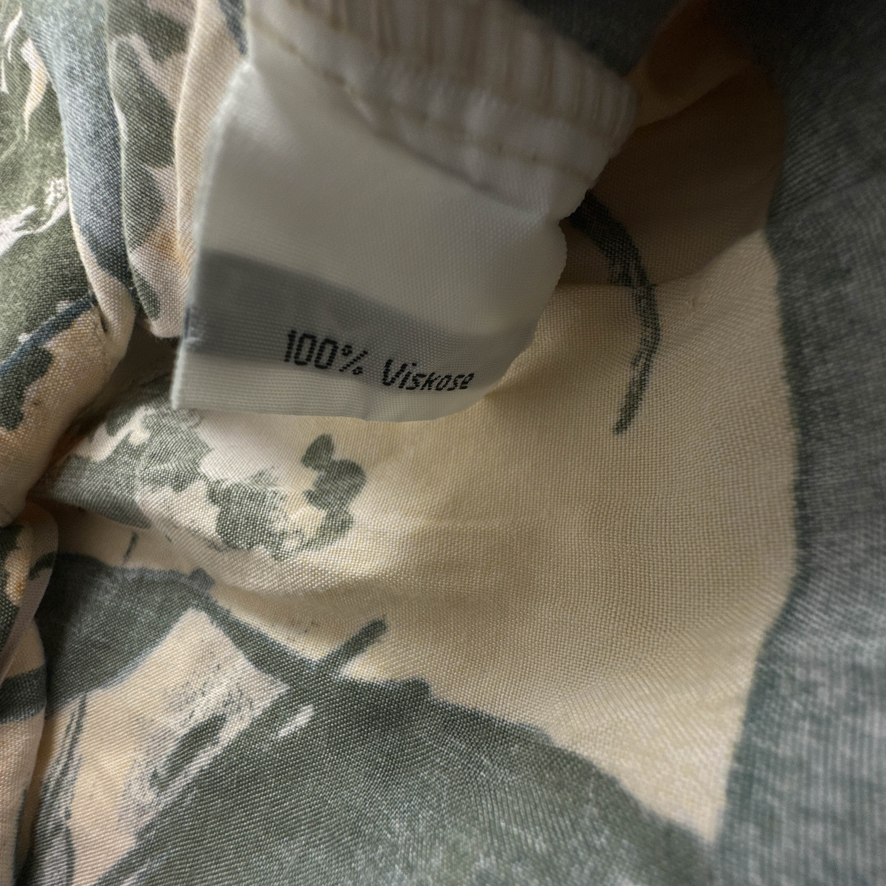 Camicia Vintage gialla e verde fantasia astratta anni 80 90 - Taglia L uomo