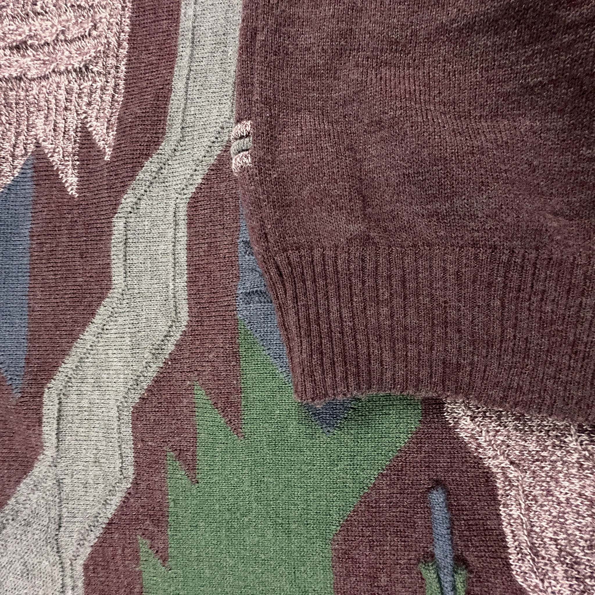 Maglione Vintage 60% lana bordeaux a fantasia - Taglia L/XL uomo